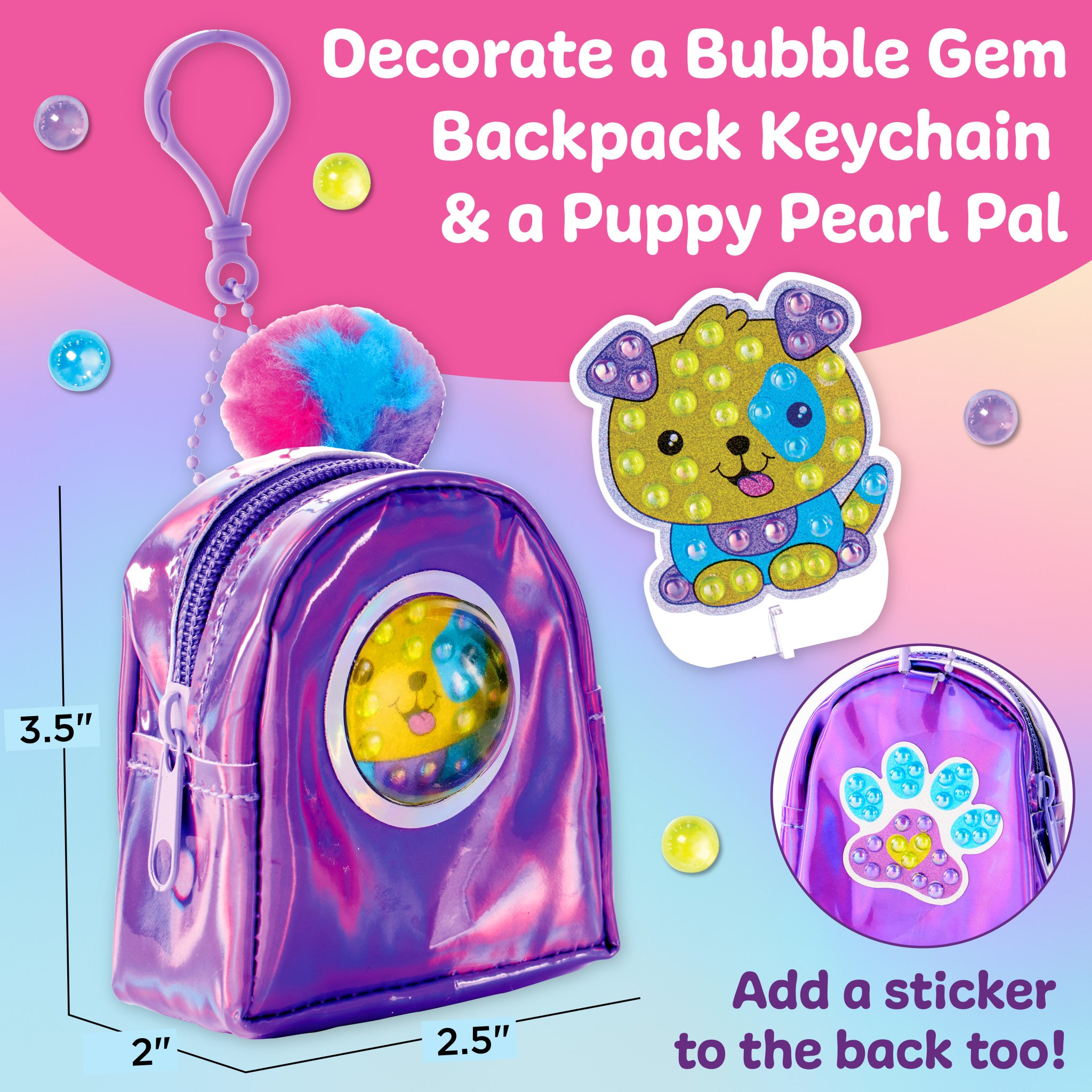 Bubble Gems™ Cute Puppy Dog Backpack Keychain - Adorable Pet Accessory for School Bags, Purses & Travel Luggage #6471000