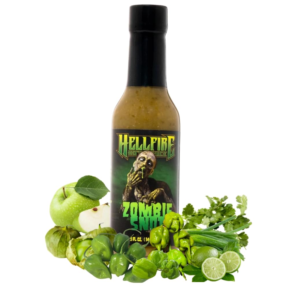 **Hellfire Zombie Snot Hot Sauce – Award-Winning Spicy Salsa Verde with Carolina Reaper Peppers – World's Best Vegan & Gluten-Free Taco Sauce – Gourmet 5 oz Bottle – Perfect for Tacos, Wings & Bold Flavor Lovers**