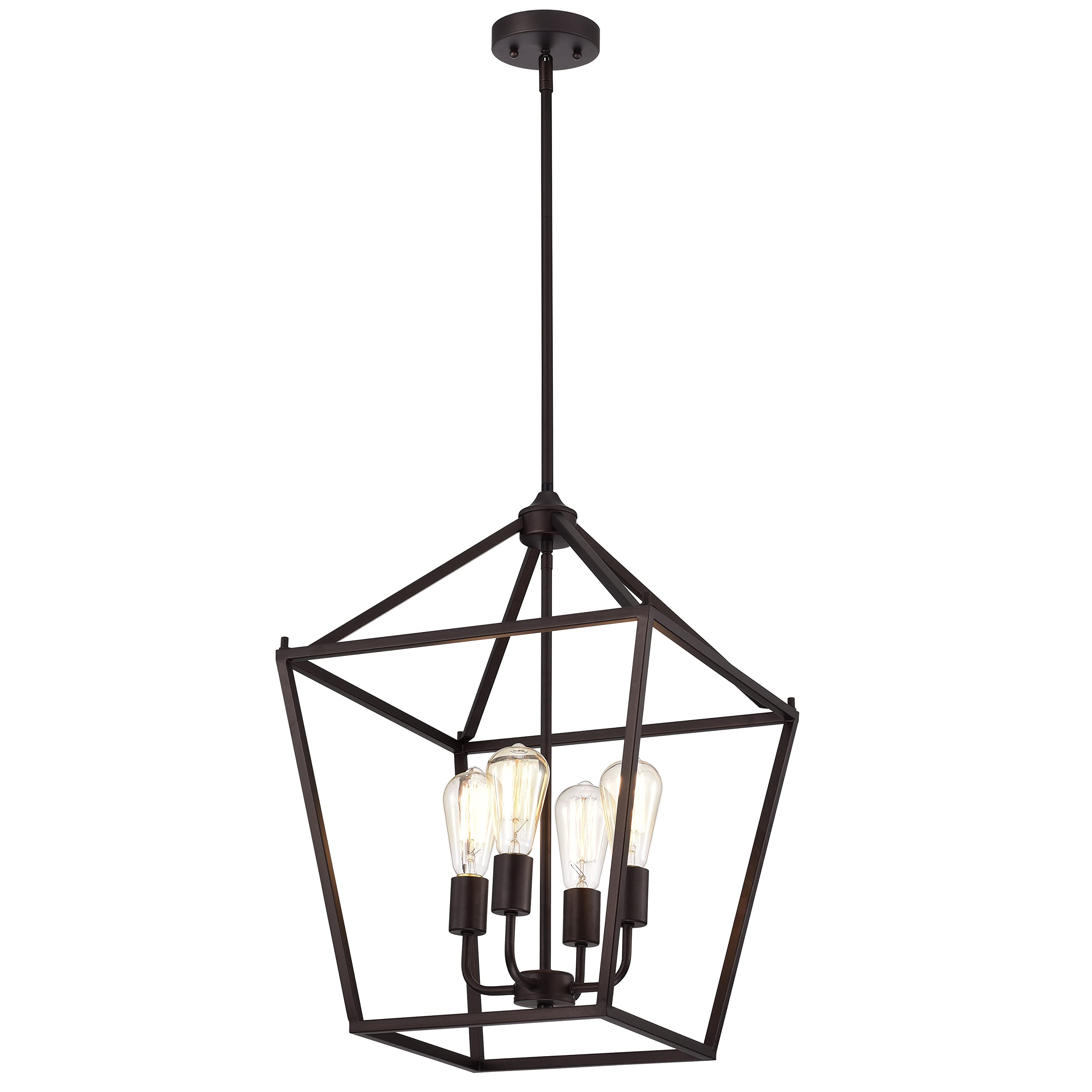 Chloe Lighting IRONCLAD Industrial 4-Light Oil Rubbed Bronze Pendant Ceiling Light Fixture - 16 Inch Wide Vintage Style - Perfect for Kitchen Island, Dining Room or Farmhouse Decor