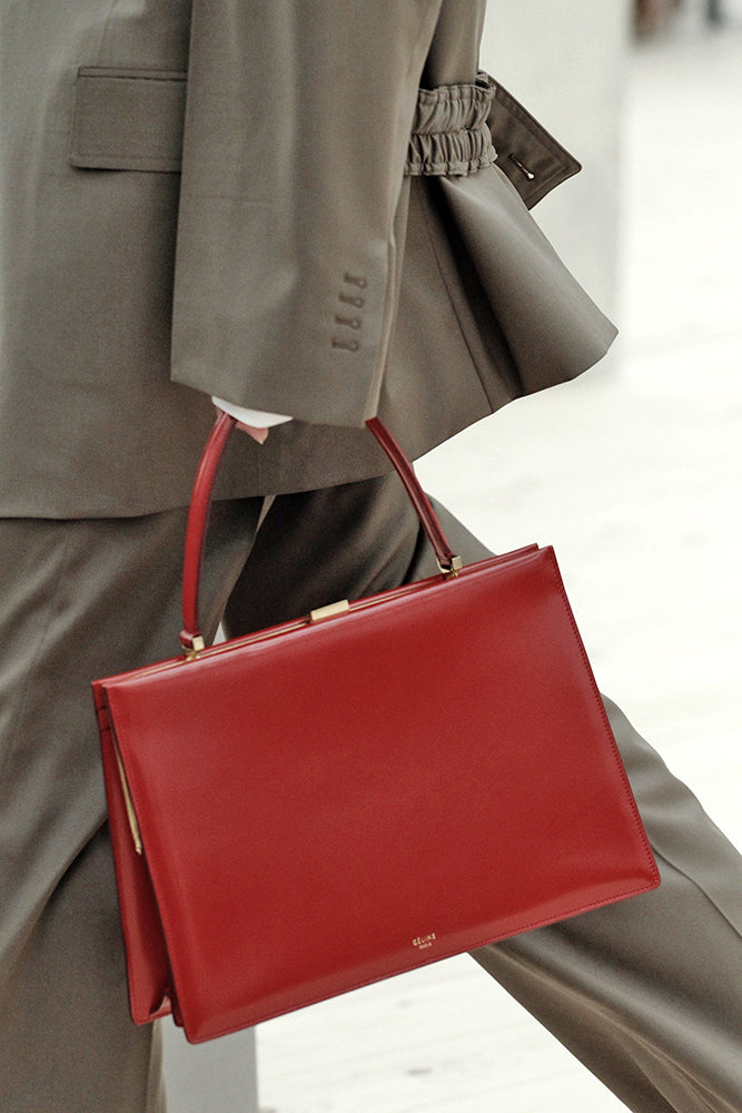 Celine Red Dark Claycourt Medium Clasp Bag 2018 - Luxury Designer Handbag for Women, Perfect for Work, Evening Events & Travel Accessories