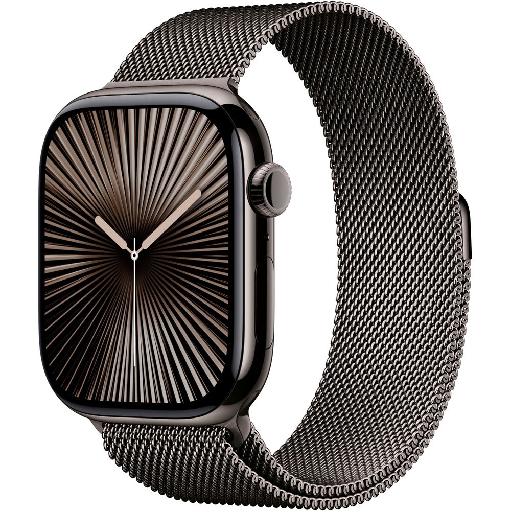 Apple Watch Series 10 (Gen 10) 46mm Titanium Case with Slate Milanese Loop - GPS + Cellular (Model MC7R4LW/A) - Perfect for Fitness Tracking, Business & Everyday Wear