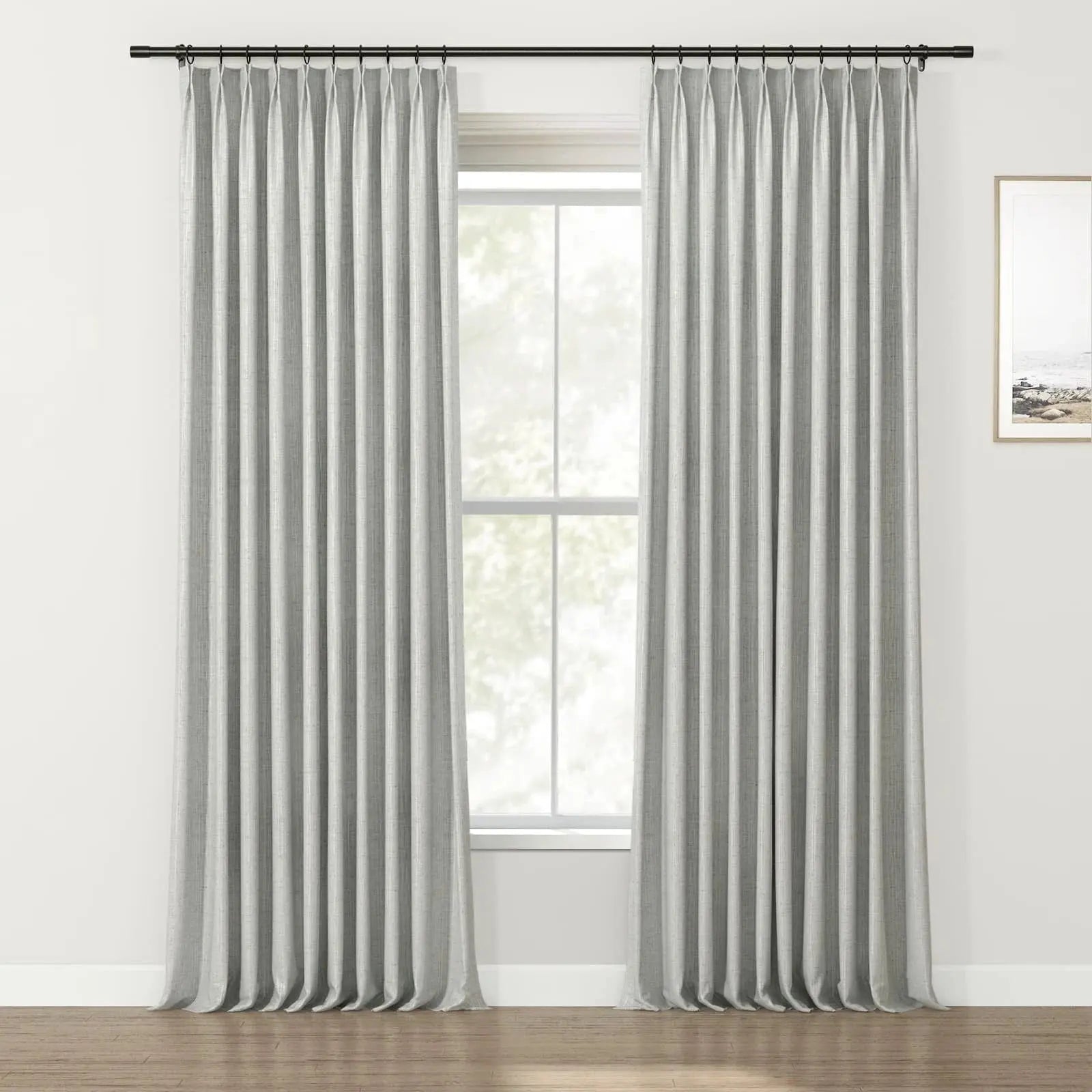 Lydia Solid Jacquard Pleated Curtains - Elegant Window Treatments for Living Room, Bedroom & Home Decor