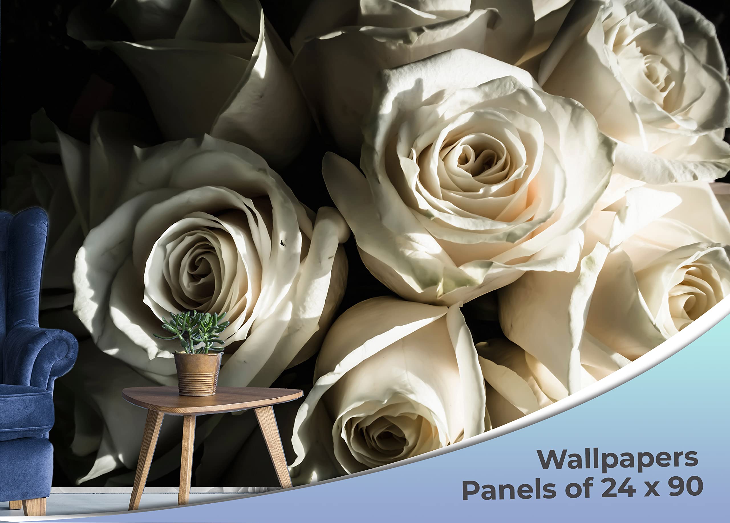 EGD Floral White Peel and Stick Wallpaper - Self Adhesive Removable Wallpaper for Living Room, Bedroom, Nursery Decor - Easy DIY Wall Covering - 4 Panels (24