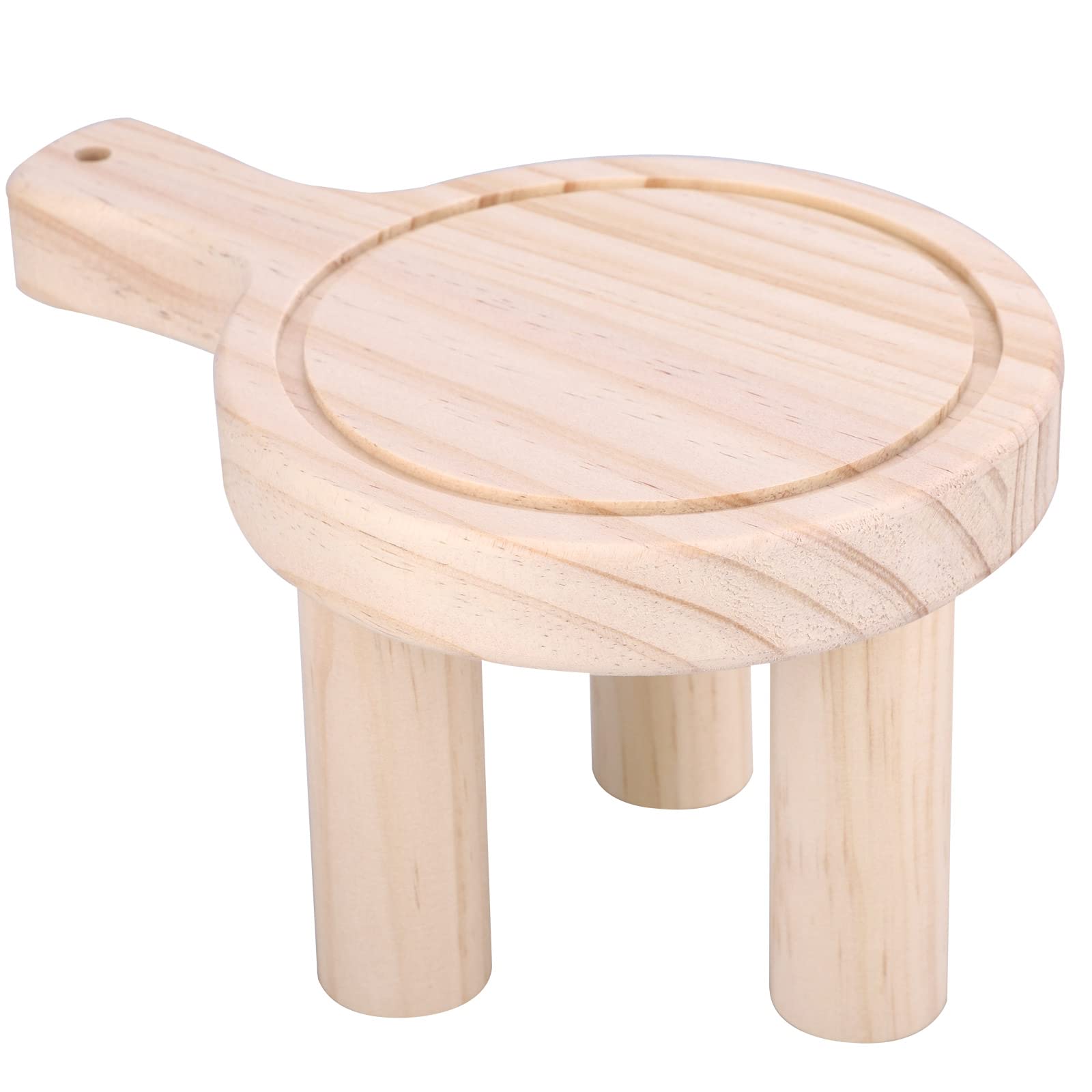 IFMTP Wooden Stool Plant Stand - Round Decorative Pedestal with Detachable Handle & Planter, Perfect for Bonsai Display, Home Garden, Patio Decor - Ideal for Indoor Plants, Succulents, and Flower Arrangements