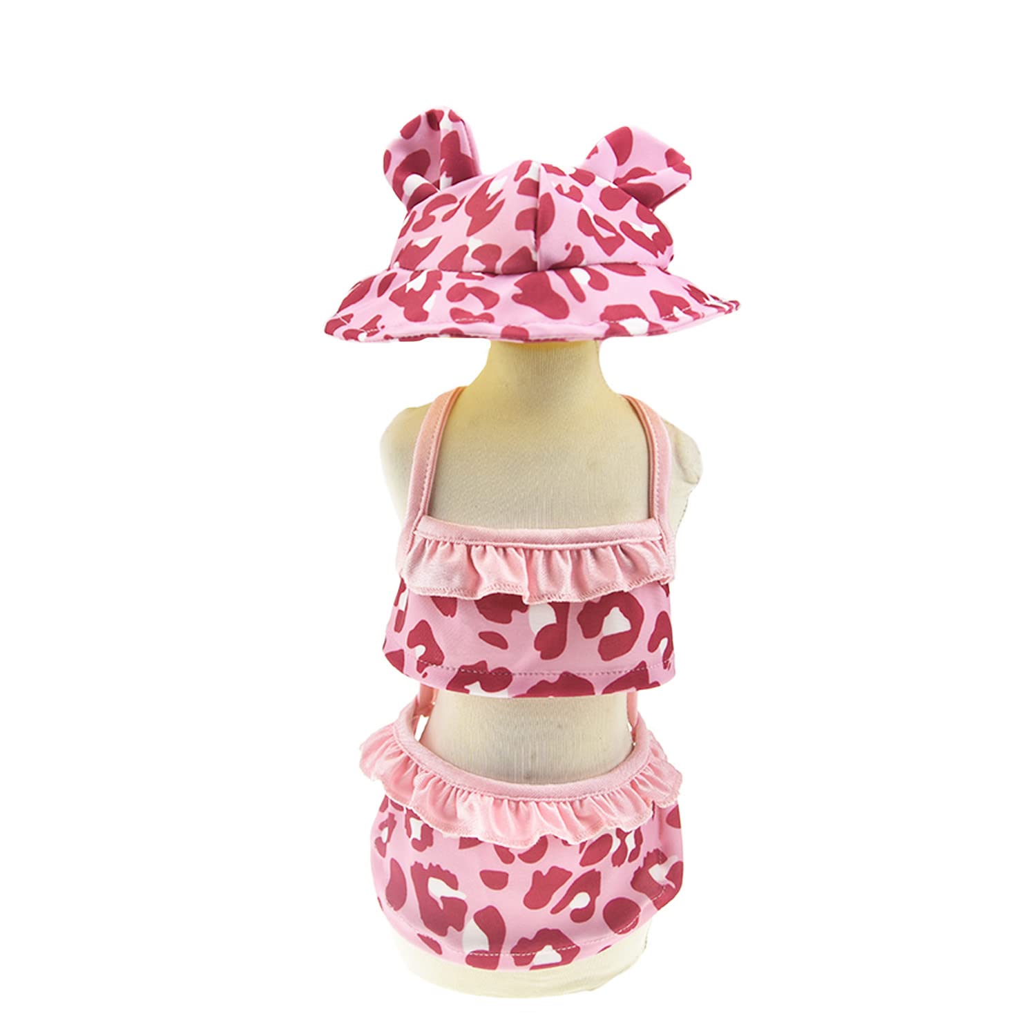 Leopard Dog Bikini Swimsuit with Hat - Summer Pet Beachwear for Small Dogs & Cats