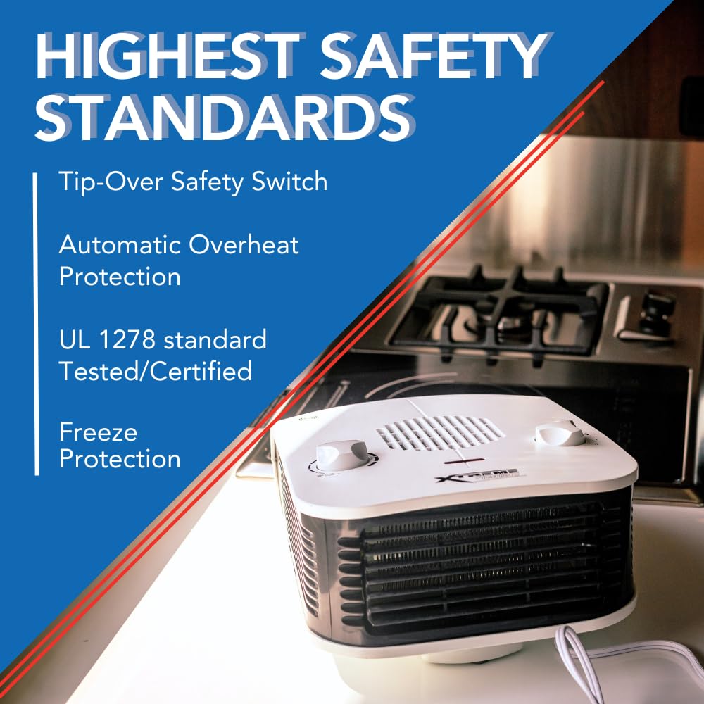 Portable Boat, Cabin & RV Heater with Overheat & Tip-Over Protection - Compact Space Heater for Marine, Camping & Travel - White (Ideal for Winter Boating, RV Trips & Cabin Heating)