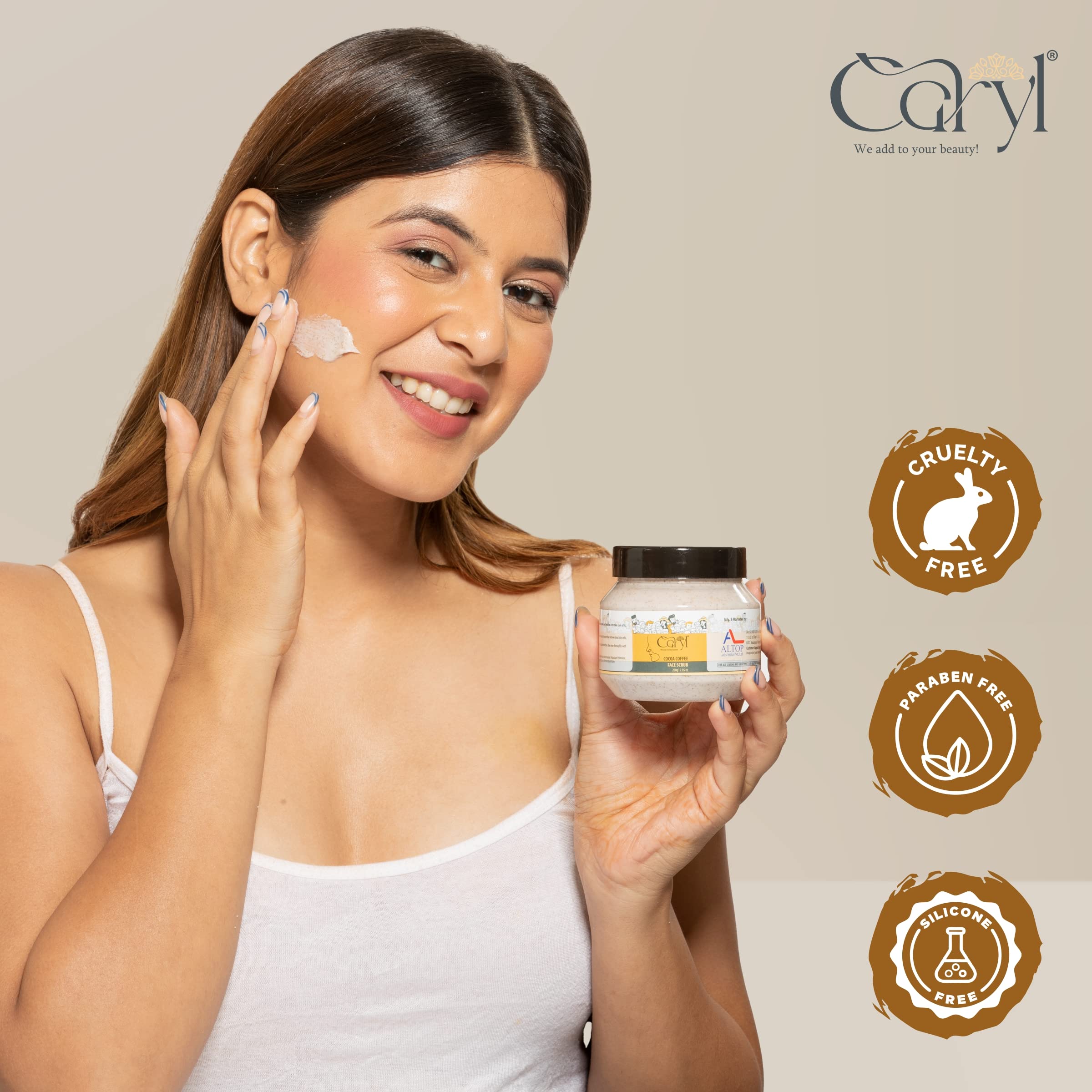 **Caryl 200g Cocoa Coffee Face Scrub – Deep Exfoliating Tan & Dirt Remover for Women & Men | Blackhead & Dead Skin Cleanser | All Skin Types | Paraben & Sulfate Free | Perfect for Daily Skincare & Spa Days**