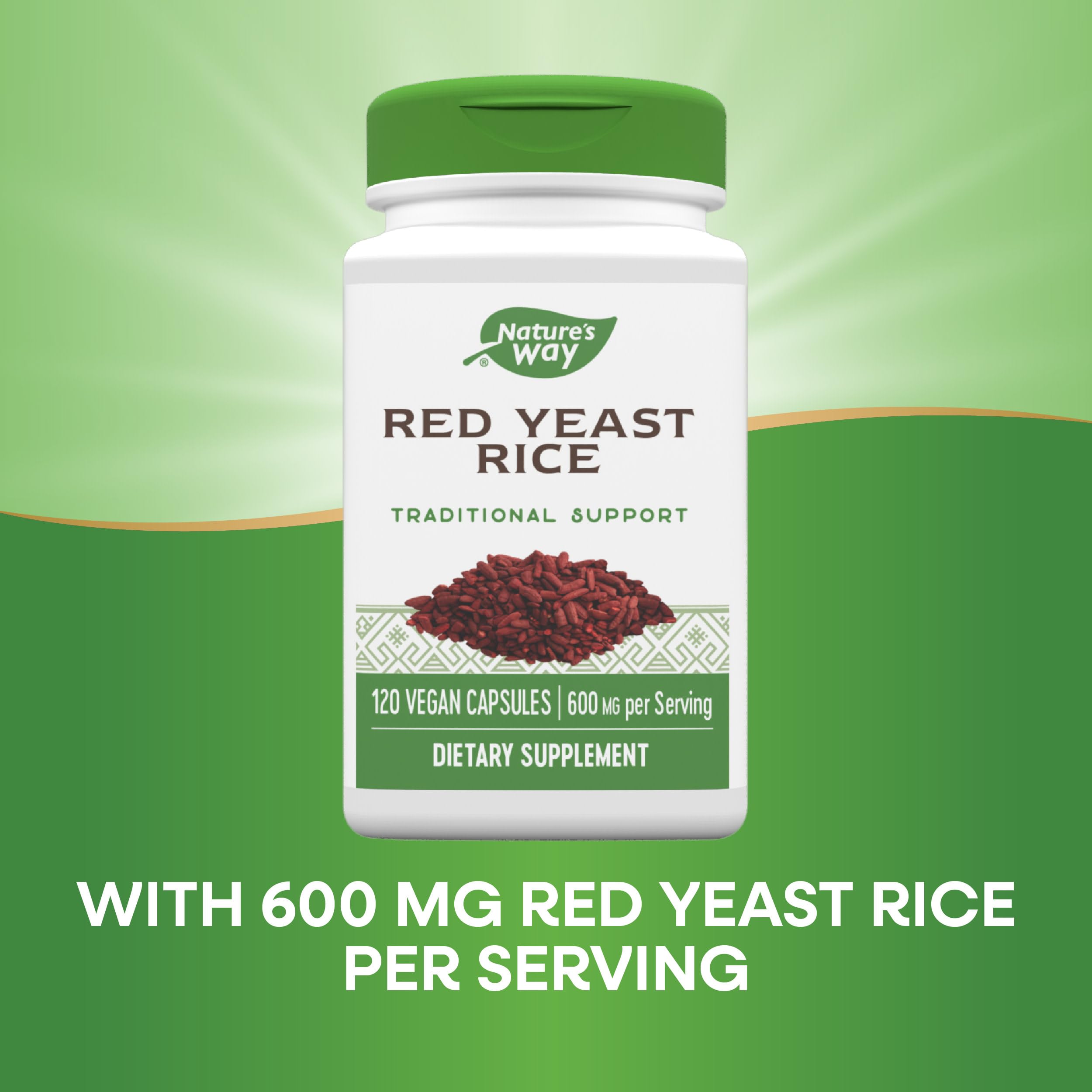 Nature's Way Red Yeast Rice Supplement - 120 Vegan Capsules for Cholesterol Support & Heart Health | Traditional Herbal Remedy for Cardiovascular Wellness