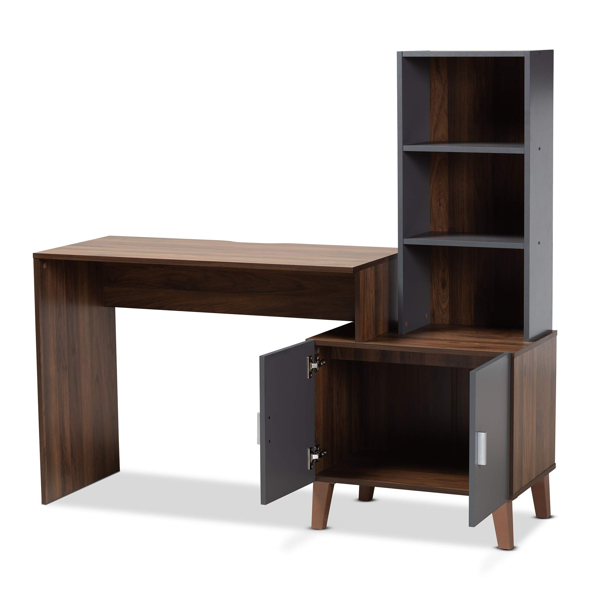 Baxton Studio Jaeger Desk Grey Walnut - Home Office Furniture
