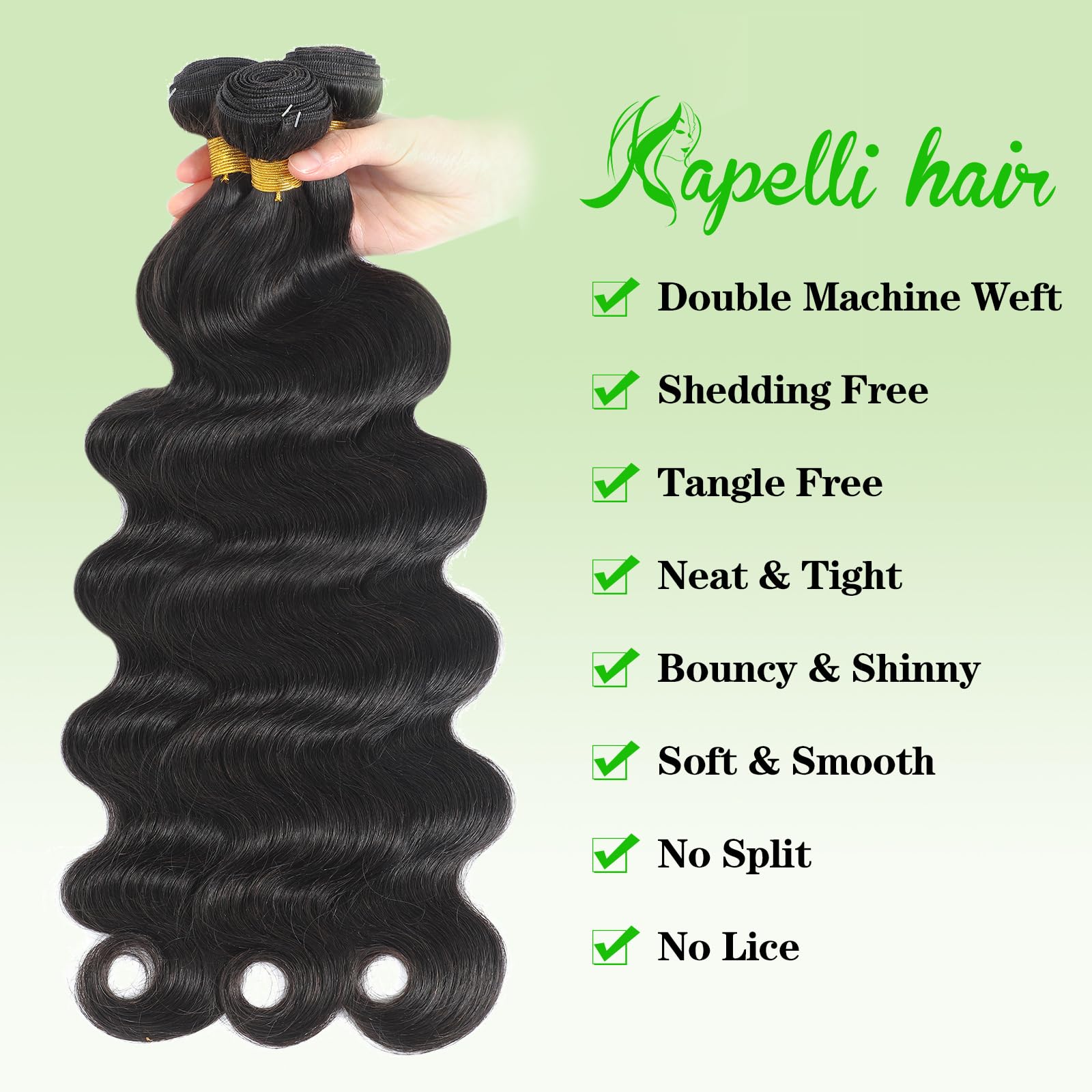 Kapelli 10A Brazilian Virgin Human Hair Extensions - 4 Bundles Body Wave with Lace Closure (20 22 24 26+20 Inch) 100% Unprocessed Remy Hair for Black Women | Perfect for Daily Styling, Weddings & Special Occasions