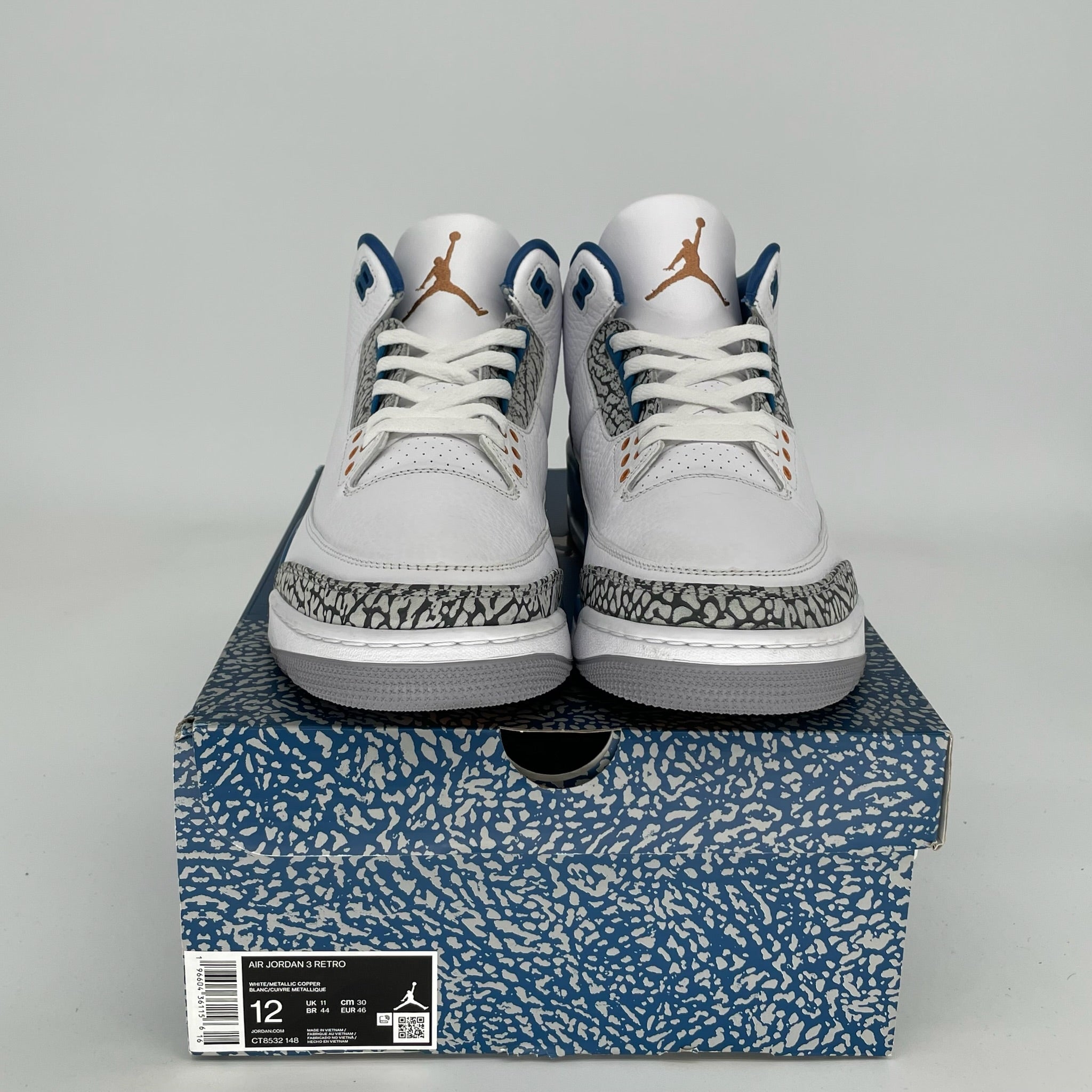 Original Air Jordan 3 Retro 'Wizards' Men's Basketball Shoes Size 12 - CT8532-148 | Authentic Sneakers for Streetwear, Sports & Collectors