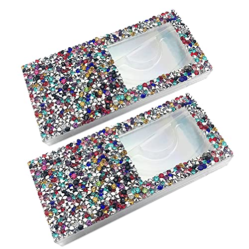 CoMango Wholesale 50pcs Rhinestone Eyelash Packaging Boxes - Empty Glitter Lash Cases with Clear Tray & Diamond Paper - Perfect for Salon, Beauty Store & DIY Makeup Organizers (50pcs Diamond #12)
