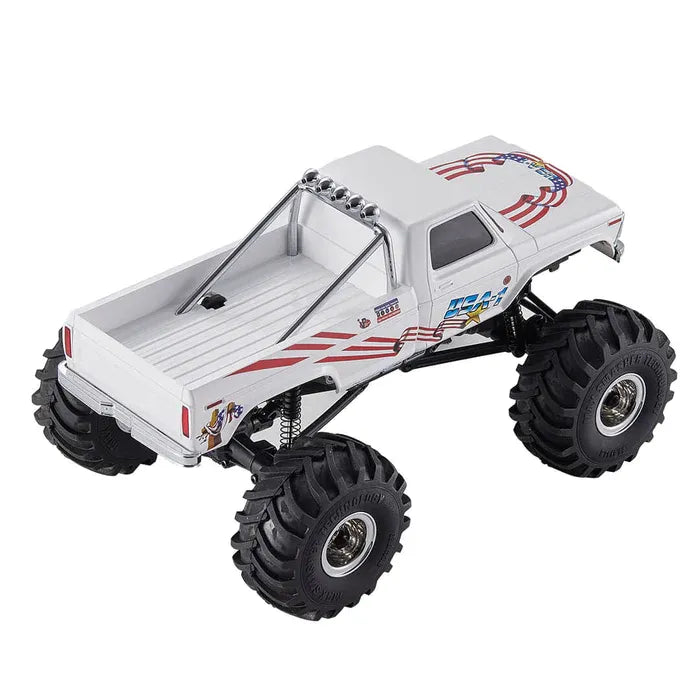 FMS FCX24 Max Smasher 1:24 Scale 4WD RC Monster Truck RTR with 2.4GHz Remote Control & Oversize Tires (V2) - Perfect for Off-Road Racing, Backyard Bashing and Indoor Crawling Adventures