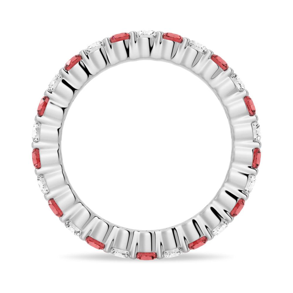Prong Set Ruby & White Sapphire Eternity Wedding Band Ring - Perfect for Anniversaries, Engagements & Bridal Jewelry Gifts