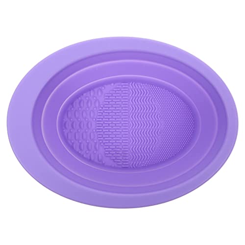 FOMIYES Foldable Silicone Makeup Brush Cleaner Bowl - Portable Cosmetic Brush Rinsing Pad & Scrubber Pad for Home, Travel, Outdoor (Purple) | Perfect for Daily Makeup Brush Cleaning & Professional Makeup Artists