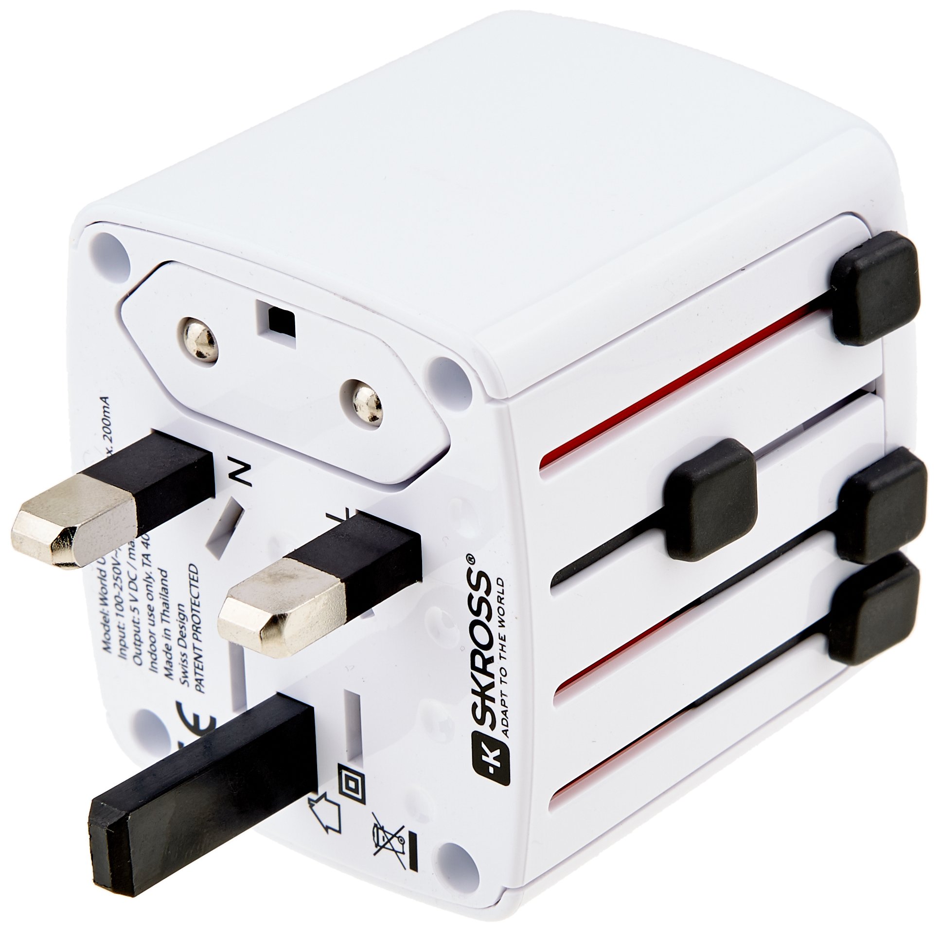 Skross Travel USB Charger - Compact & Fast Charging for iPhone, Android, Samsung - White [SKR1302300] - Perfect for Travel, Office & Home Use