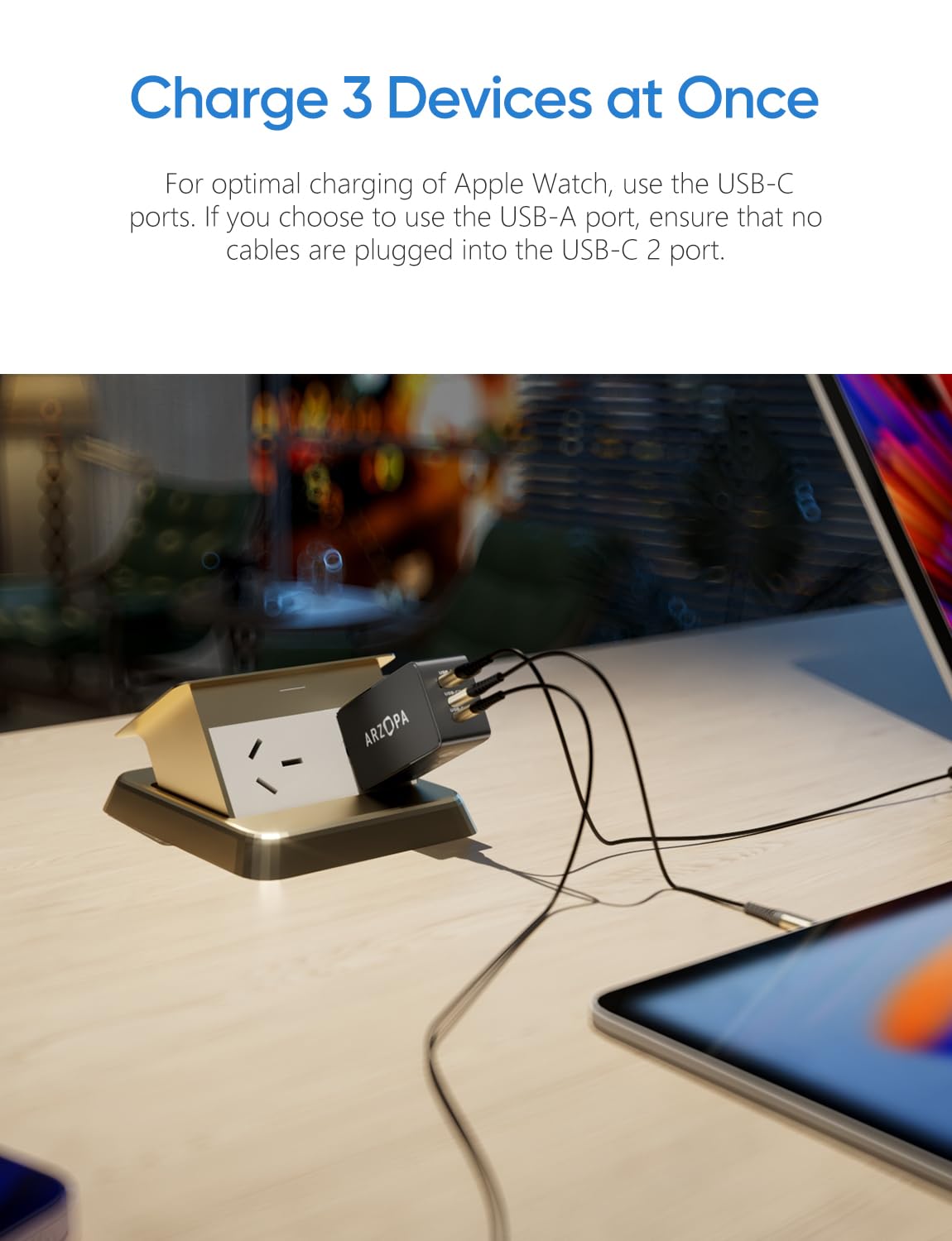 65W GaN Fast Charger USB C Wall Charger with PPS - 3-Port Foldable Plug for MacBook Pro/Air, iPad Pro, iPhone 15/Pro, Galaxy S24 Ultra, Dell XPS 13, Pixel - Perfect for Travel, Office & Home Use