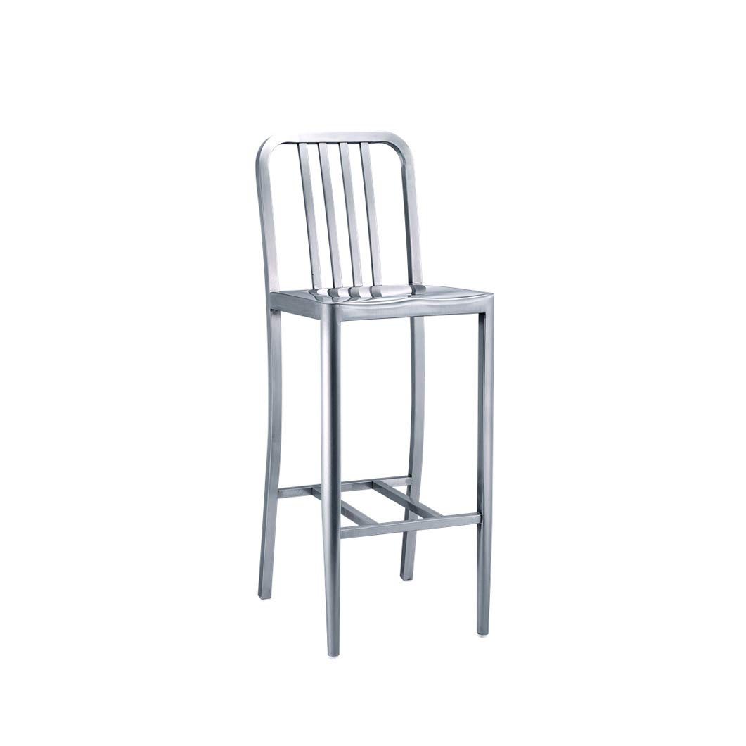 LRZS Outdoor Iron Bar Stool - Stainless Steel & Aluminum Alloy High Bar Chair for Patio, Garden, Cafe - Modern American Style Counter Height Stool (Silver) | Perfect for Backyard, Restaurant, Bistro & Home Decor