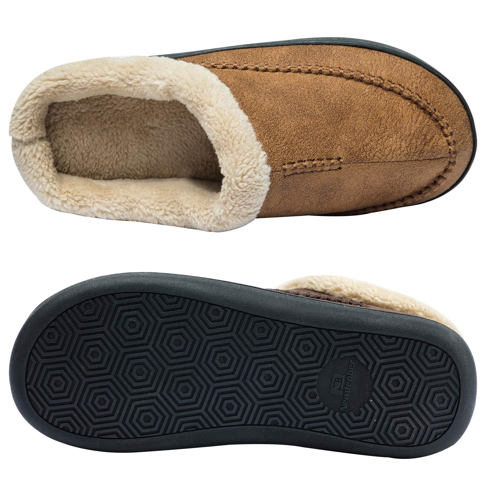 WOTTE Men's Moccasin Slippers - Soft Microsuede with Fleece Lining & Memory Foam - Indoor/Outdoor House Shoes for Comfort & Warmth - Perfect for Lounging at Home, Running Errands, or Backyard Relaxation