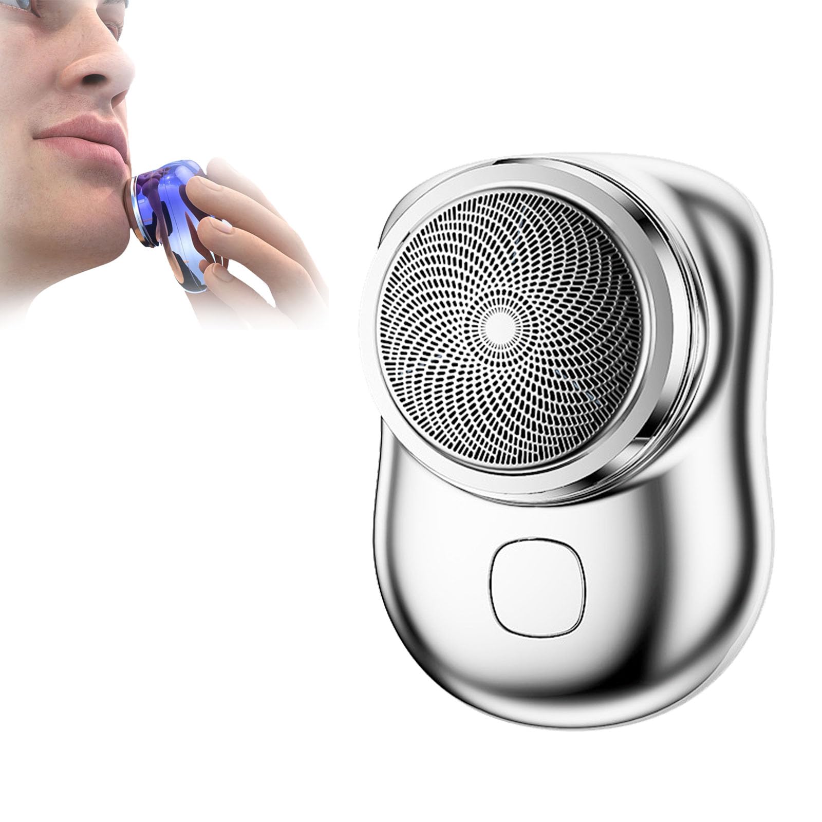 Blitzpro Mini Electric Shaver for Men - 2024 Upgraded Portable USB Rechargeable Wet/Dry Shaver - Compact Travel & Gym Razor - Silver (Perfect for Business Trips, Gym Bags & Daily Grooming)