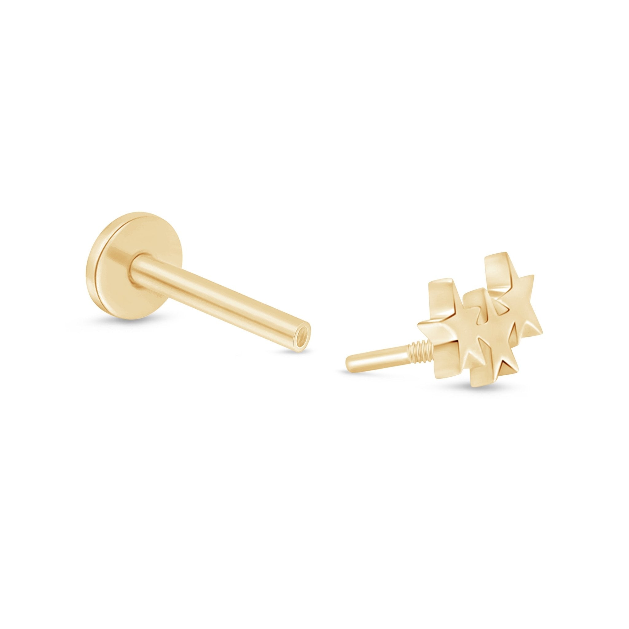 14K Solid Yellow Gold Flat Back Stud Earrings for Women - Minimalist Elegance for Everyday Wear, Parties & Special Occasions