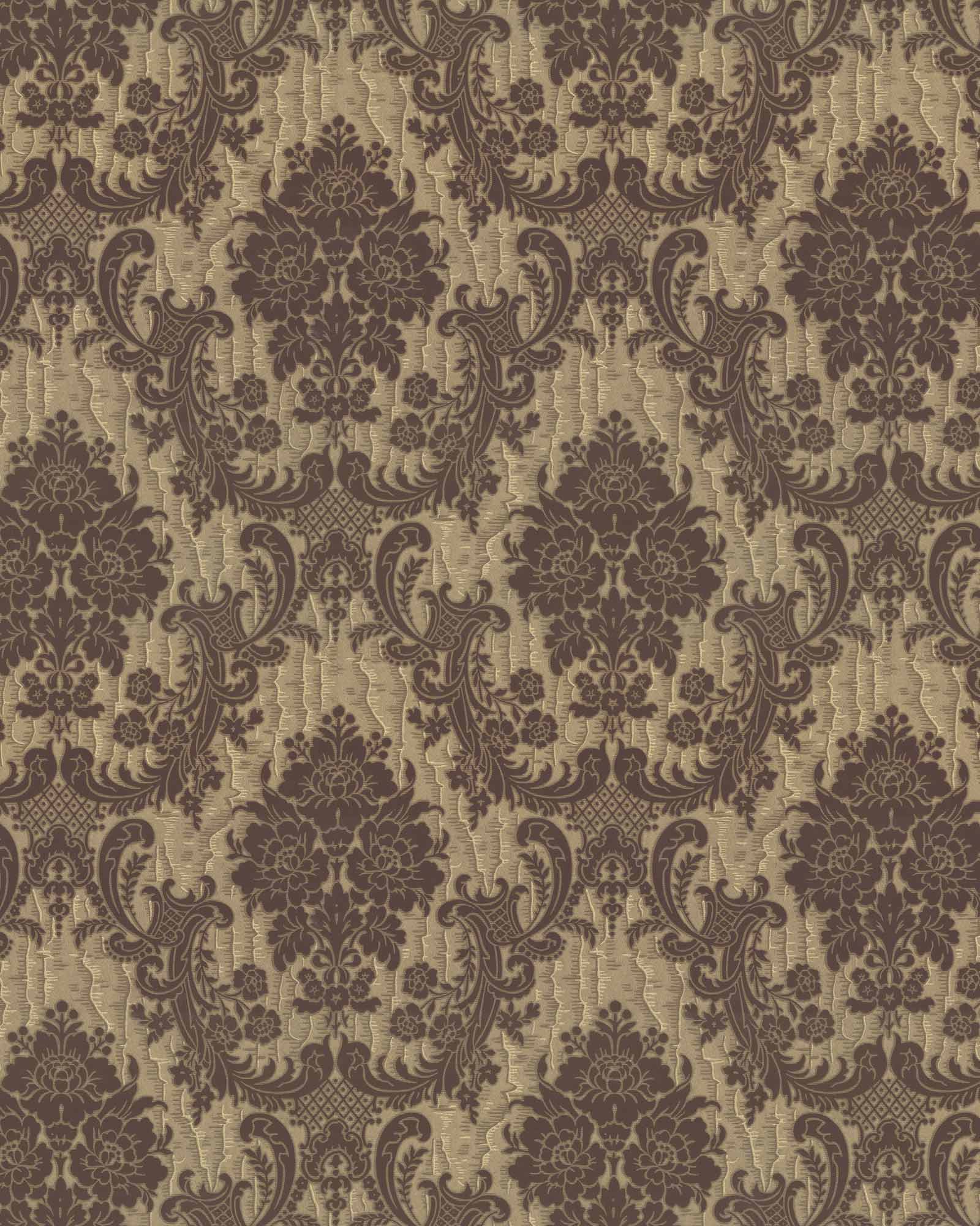 Lim & Handtryck Wallpaper Färgad brun/guld - Premium Handprinted Wallpaper for Living Room, Bedroom & Dining Room Decor