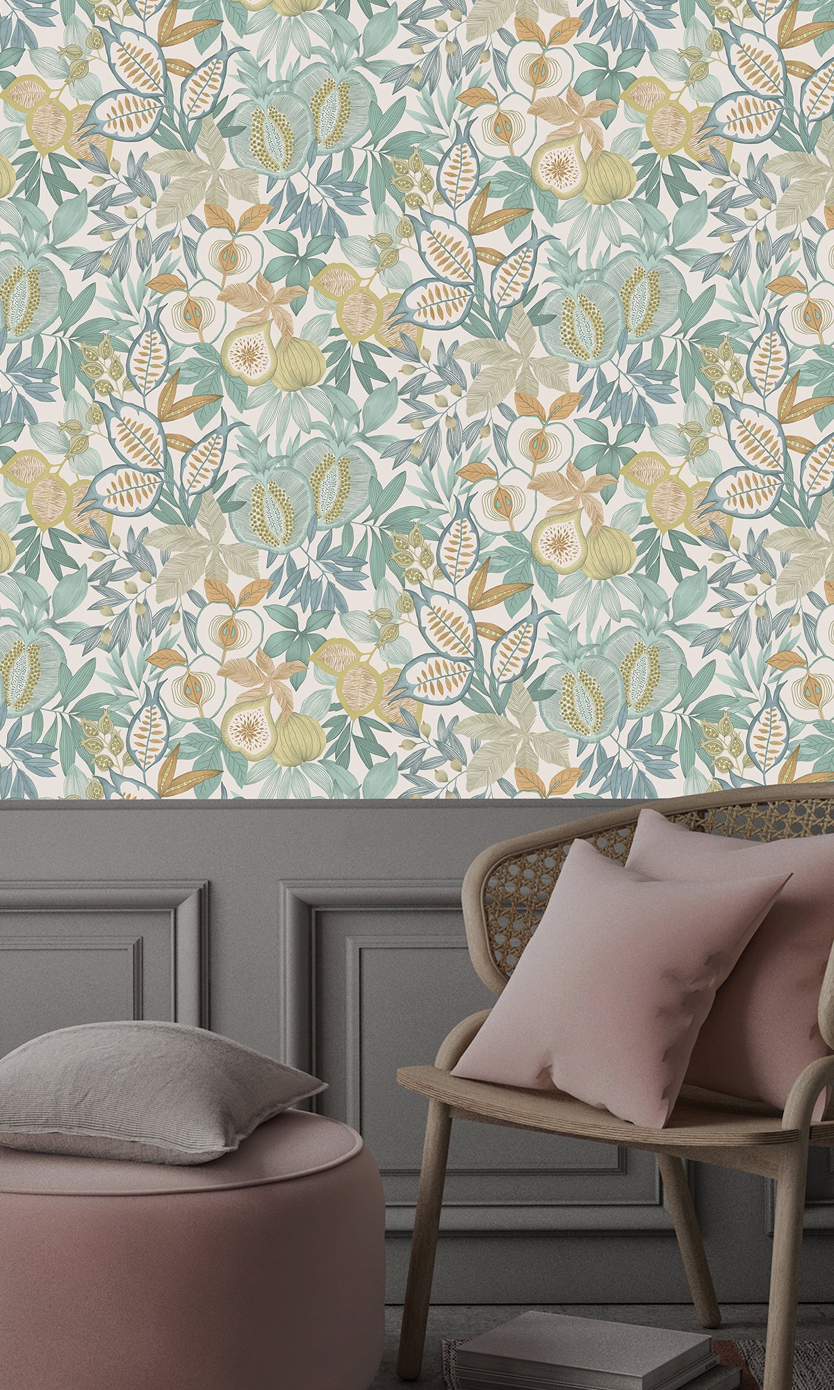 Blue Vibrant Botanical Foliage Wallpaper R9612 - Peel and Stick Removable Wallpaper for Bedroom, Living Room, Nursery & Office Decor