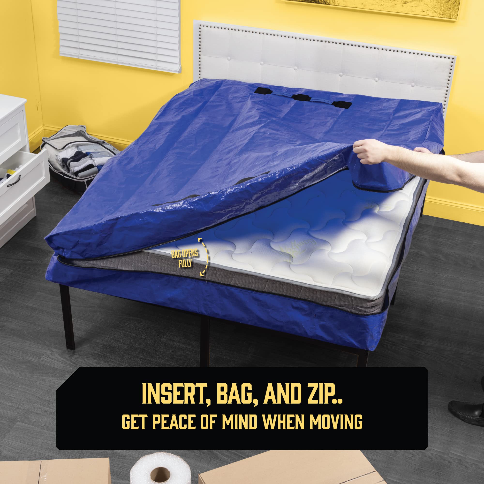 Extra-Thick Twin Size Mattress Bags for Moving with 8 Handles & Zipper - Reusable Mattress Storage Cover Protector (Gray) - Perfect for Home Relocation, Storage & Travel Protection