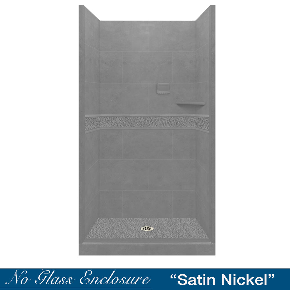 Pebble Wet Cement Small Alcove Shower Enclosure Kit - Waterproof Bathroom Upgrade for Modern Homes, Perfect for Small Spaces & DIY Installation