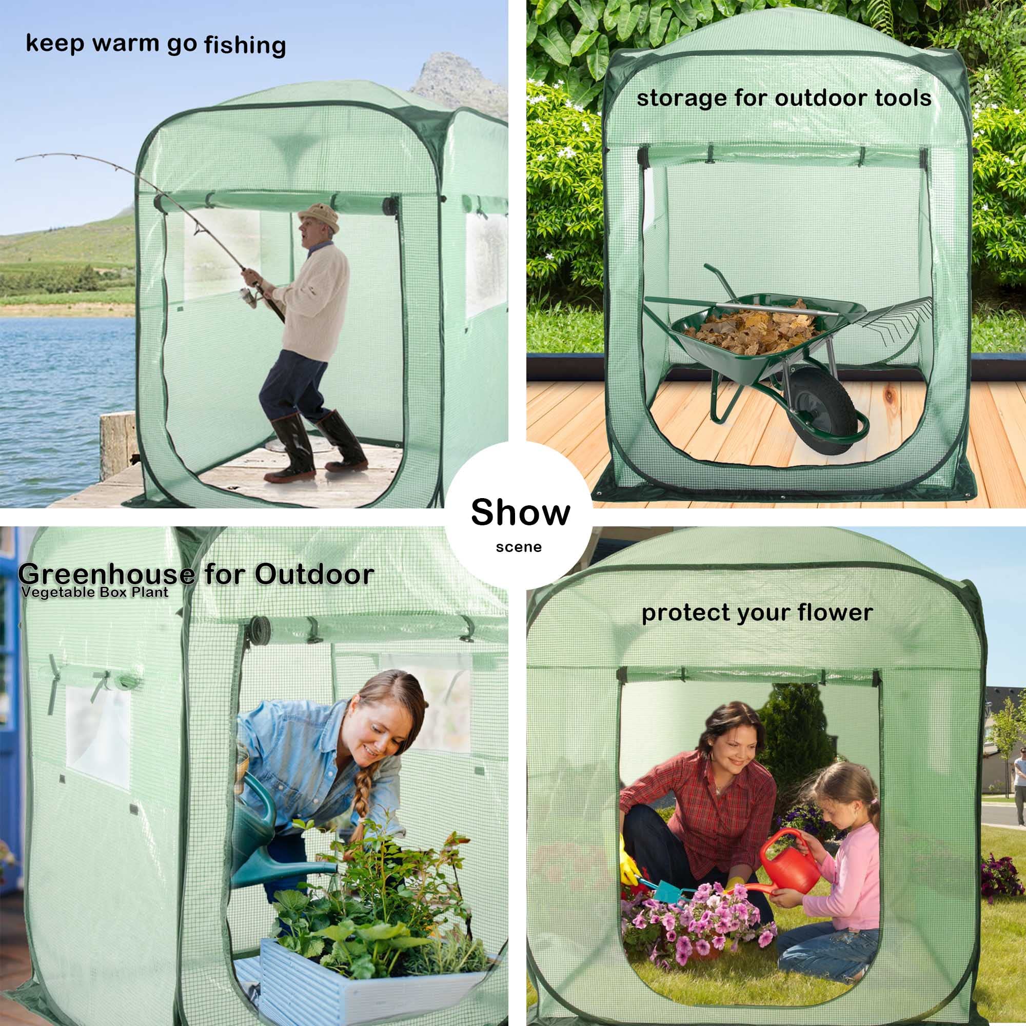 Porayhut Pop Up Greenhouse Tent - X-Large Portable Walk-in Plant House for Indoor/Outdoor Gardening, PE Mesh Cover Protects Plants from Cold, Frost & Birds | Perfect for Flowers, Vegetables & Seedlings in Backyard, Patio or Balcony
