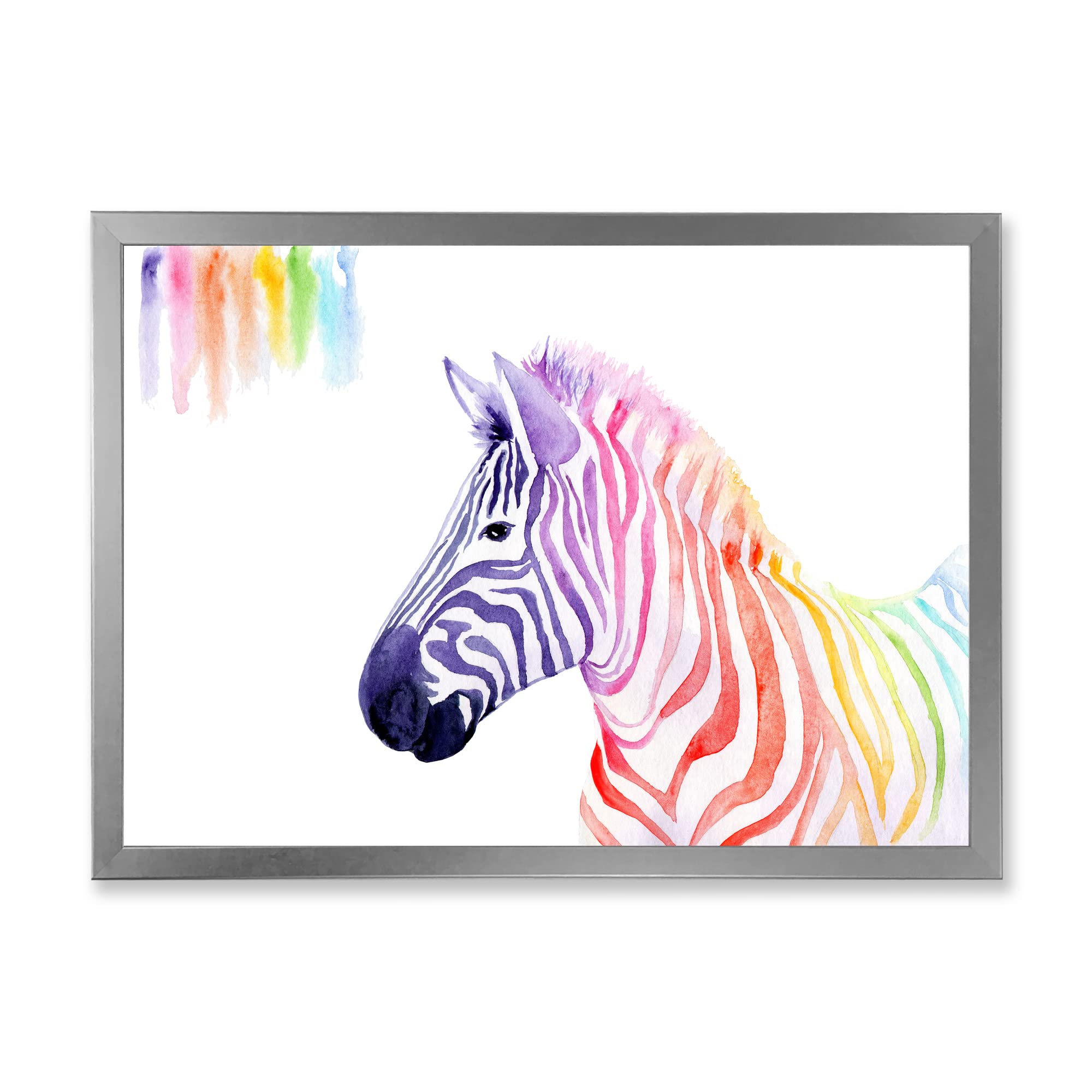 Rainbow Zebra Portrait Framed Wall Art - Vibrant Farmhouse Decor for Living Room, Bedroom & Office