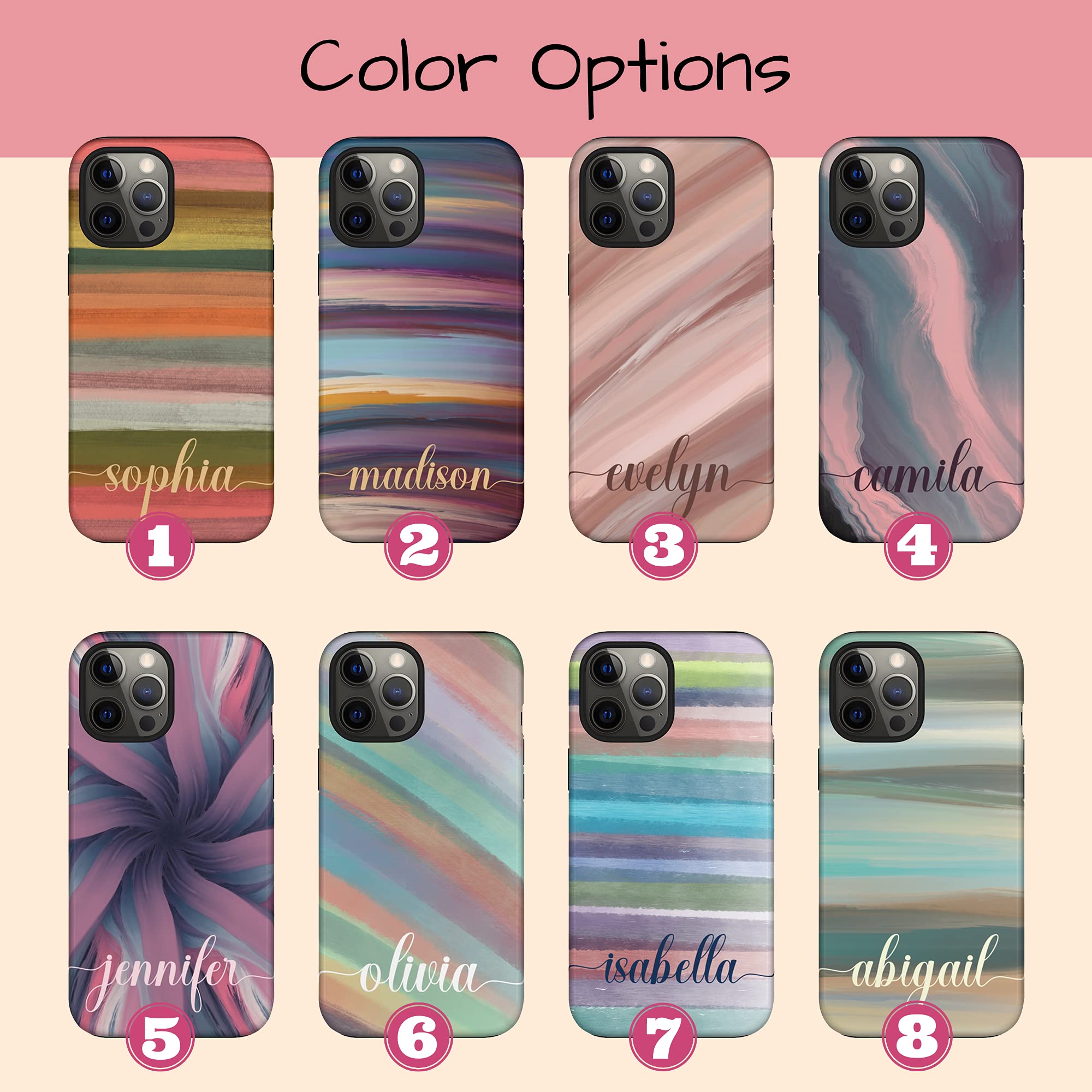 Custom Acrylic Brushstrokes Marble Phone Case - Personalized Name Design for iPhone 16 Plus/15 Pro Max/14/13 Mini/12/11/X/XS Max/XR/7/8 - Multicolor Artistic Protection - Perfect for Daily Use, Gifts & Fashion Accessories