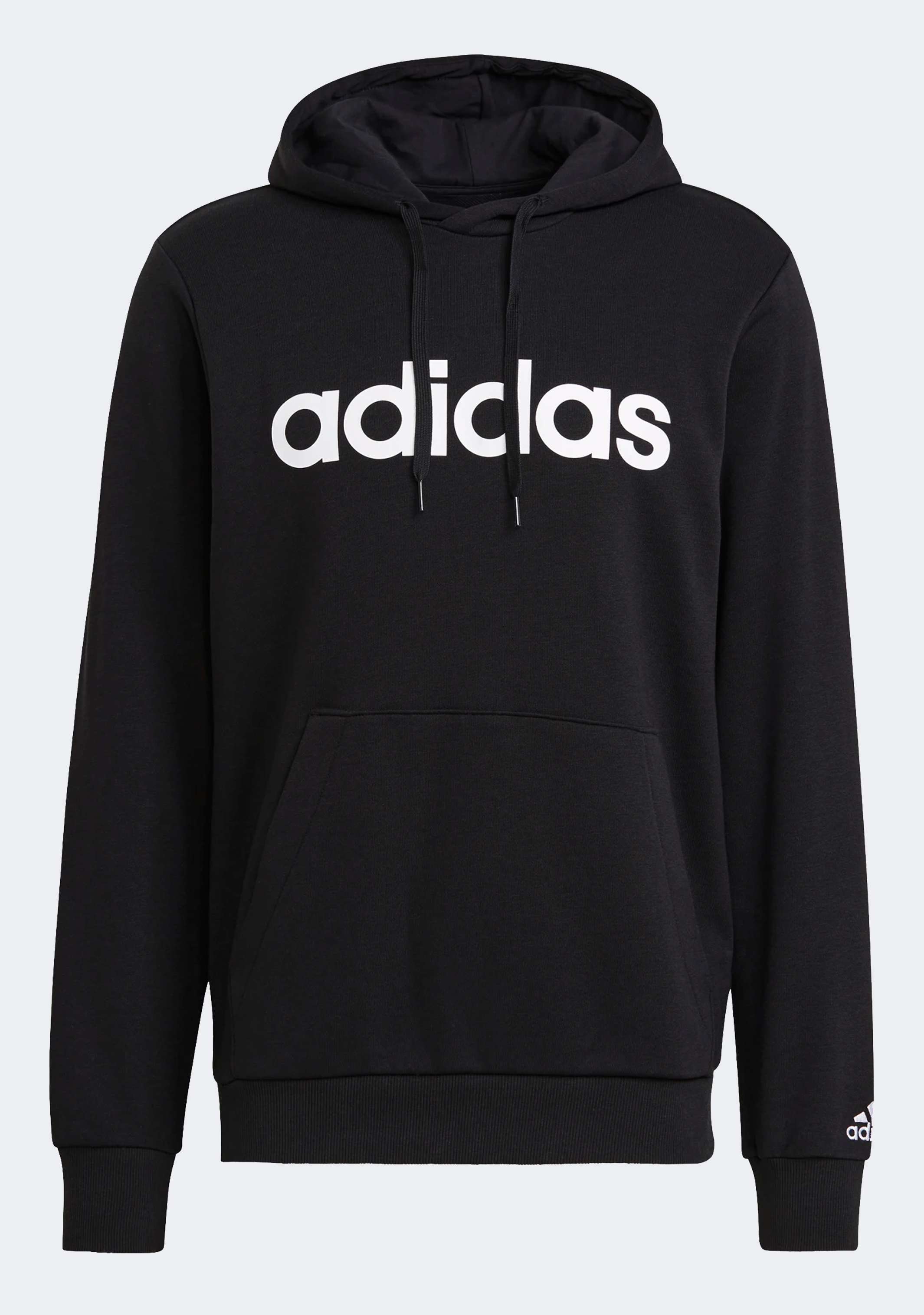Adidas Men's Linear Logo Full Zip Hoodie - Warm Fleece Pullover for Casual Wear, Gym & Outdoor Activities