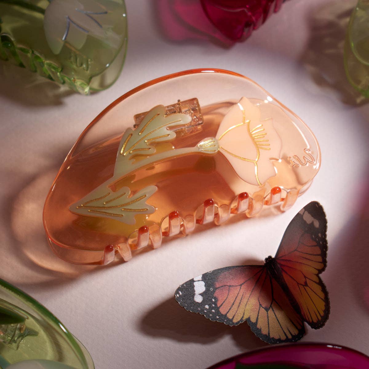 California Poppy Claw Hair Clip - Boho Floral Hair Accessories for Women & Girls - Perfect for Weddings, Parties & Everyday Wear