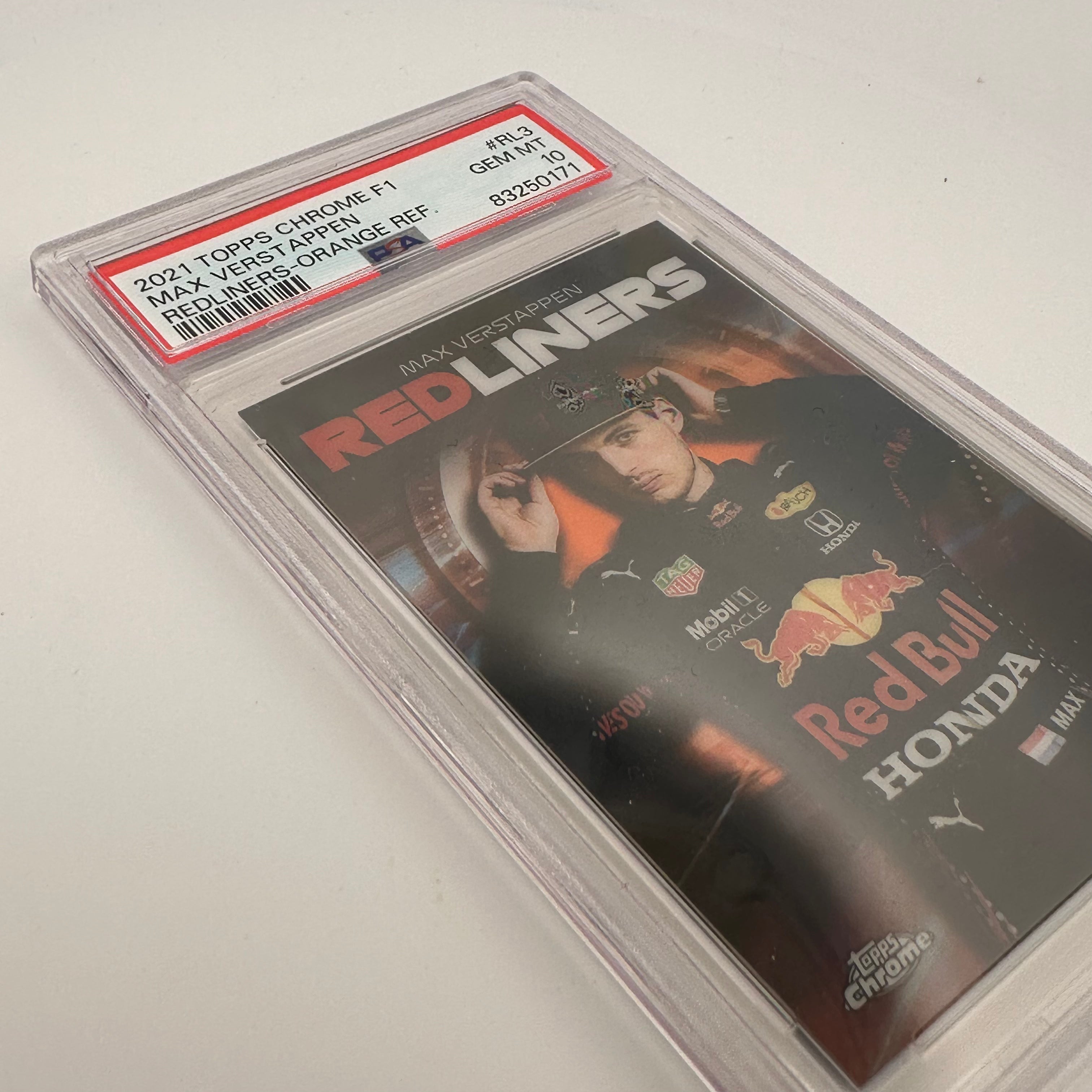 PSA 10 14/25 Max Verstappen #RL3 Redliners Orange Refractor - Rare Racing Card for Collectors & Fans - Perfect for Display, Trading, and Investment