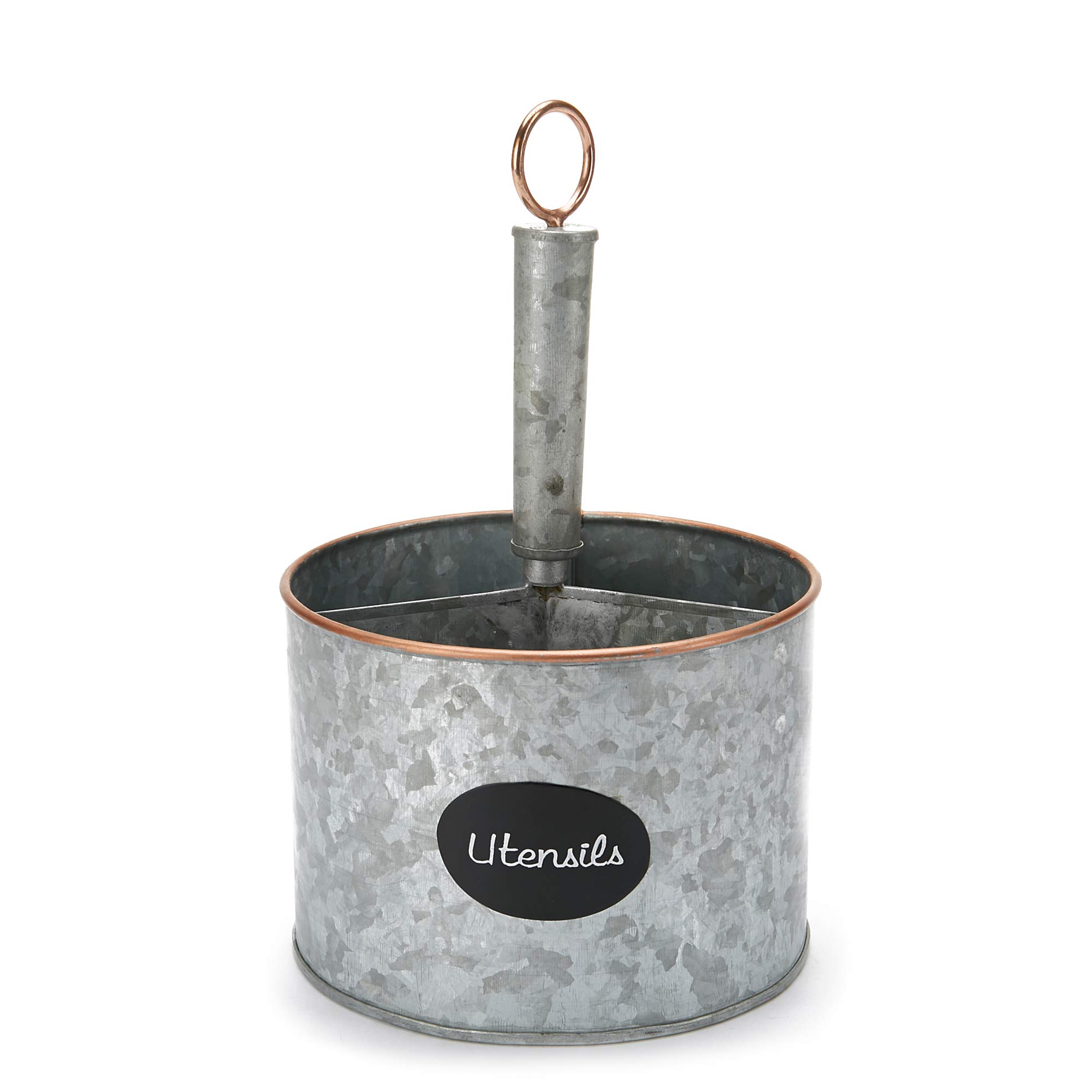 Mind Reader Silverware Organizer & Utensil Holder - Galvanized Metal Cutlery Caddy, 6.5