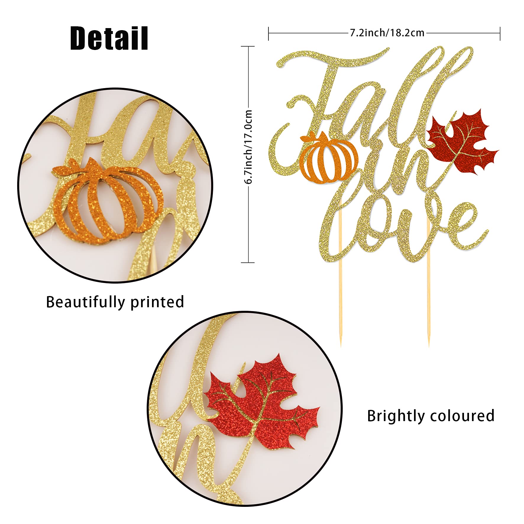 Fall in Love Cake Topper - Autumn Themed Wedding Cake Decorations for Engagement, Anniversary & Bridal Shower Parties | Perfect for Fall Weddings, Pumpkin Spice Celebrations & Cozy Seasonal Events