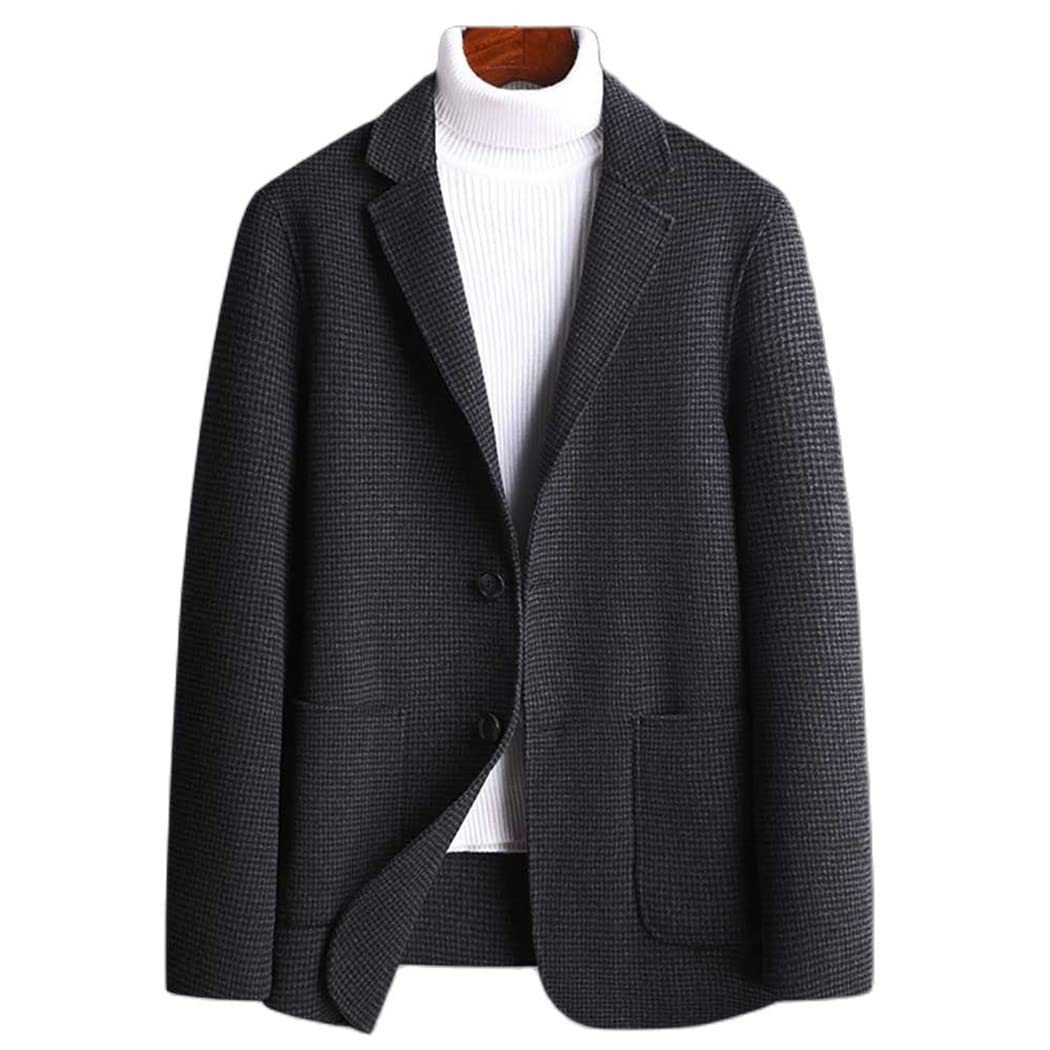 Men's Slim Fit Plaid Wool Blazer - Casual & Formal Wool Jacket for Office, Banquet, Wedding & Business Events - Perfect for Work, Parties & Special Occasions