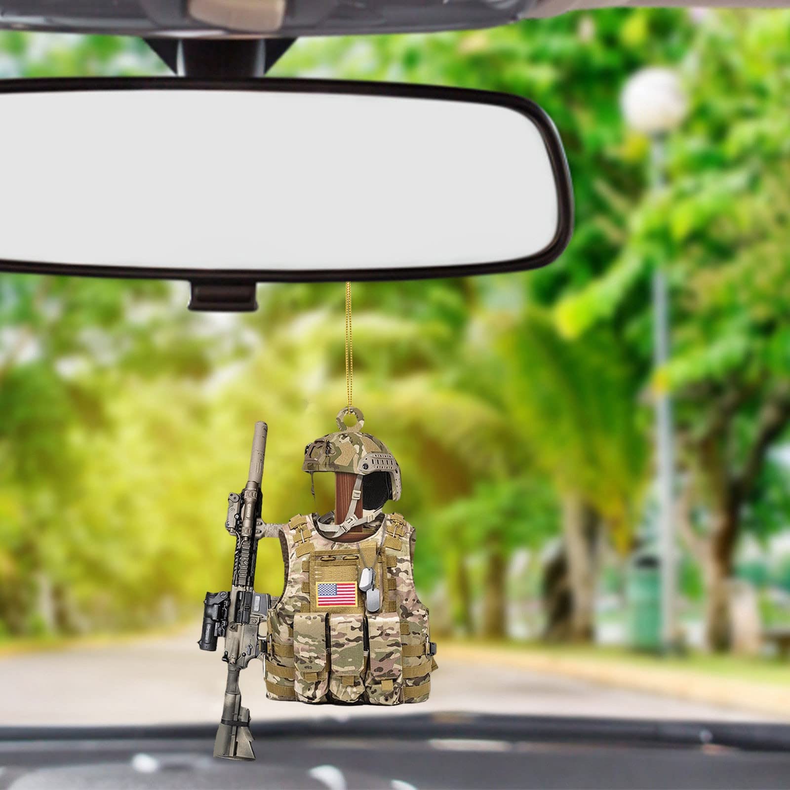 Personalized Military Uniform Ornament - Army Uniform Hanging Decoration for Car Rearview Mirror, Auto Interior Accessories & Window Tree Decor - Perfect for Veterans Gifts, Military Appreciation & Car Enthusiasts