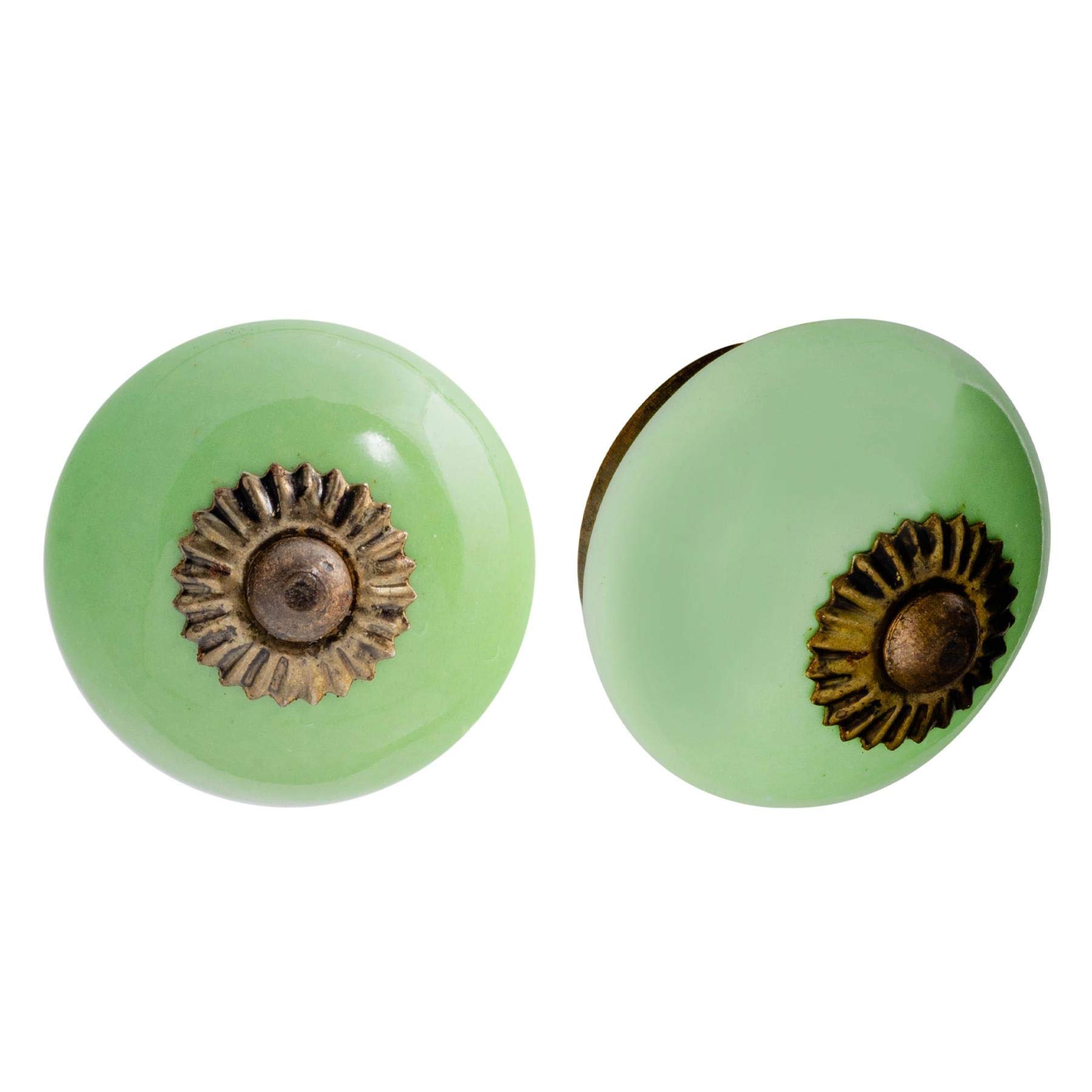 Premium Green Ceramic Drawer Knobs - Pack of 12 - Vintage Style Cabinet Handles for Kitchen & Bathroom - Durable Cupboard Pulls for Dressers, Wardrobes & Furniture Upgrade