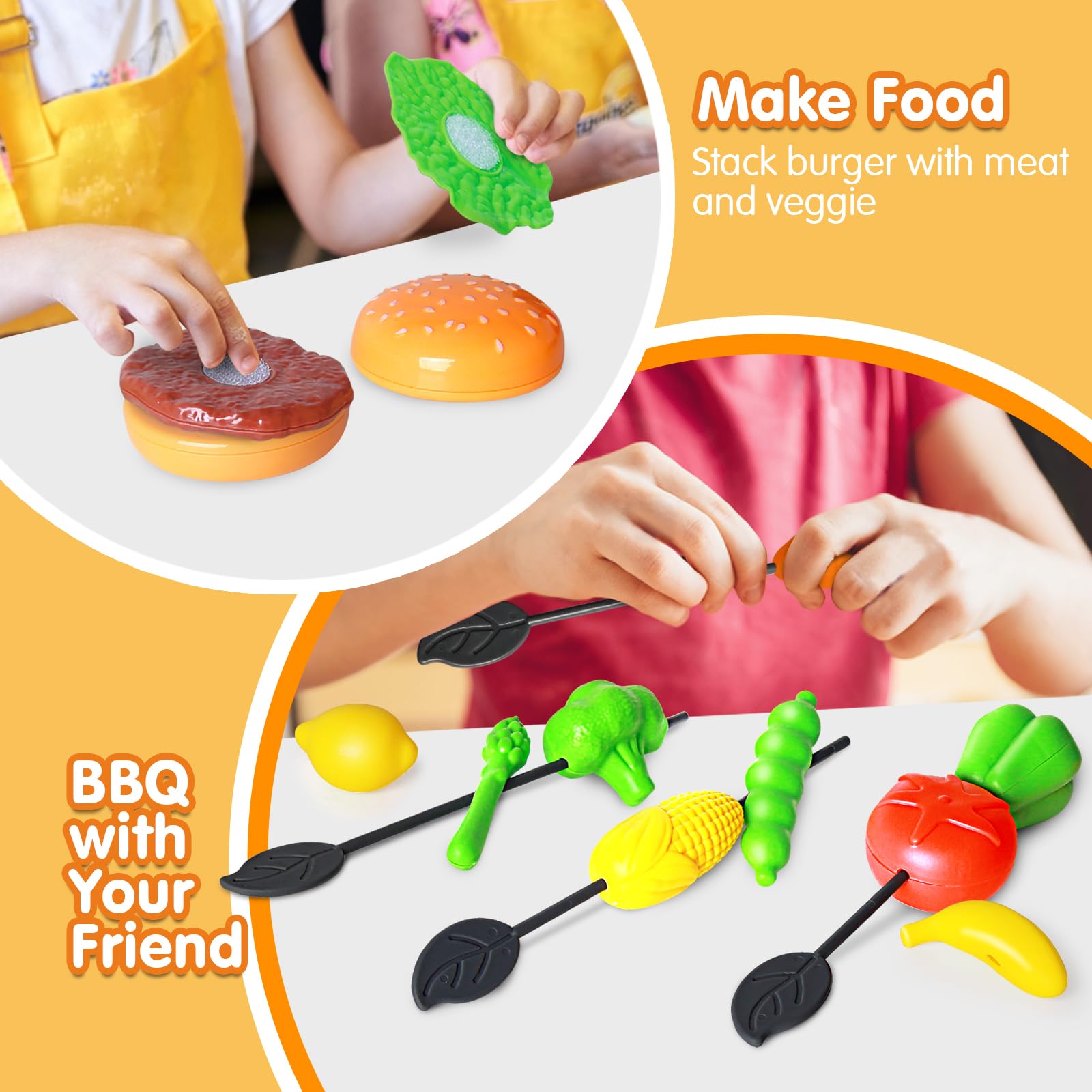 79PCS Kids BBQ Grill Playset with Realistic Spray, Light & Sound - Interactive Kitchen Toy for Toddlers & Preschoolers - Perfect Christmas Birthday Gift for Boys & Girls - Outdoor Pretend Play & Role-Playing Fun
