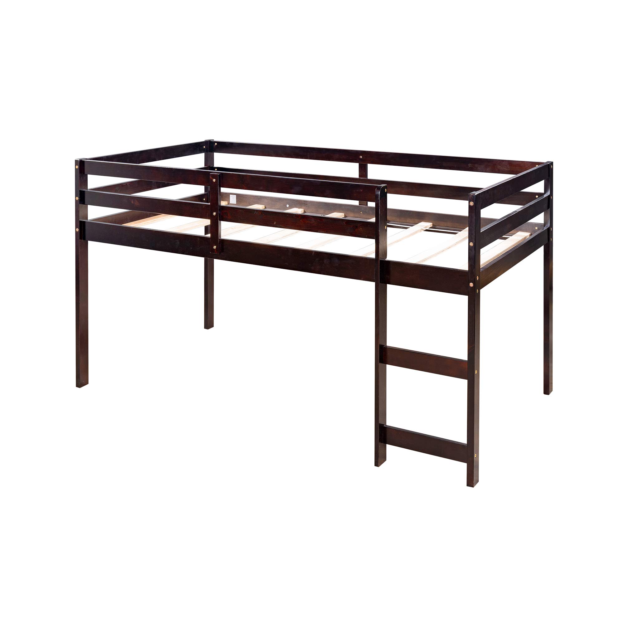 Solid Wood Twin Size Loft Bed with Cabinet & Rolling Desk - Kids & Teens Study Bedroom Furniture (Espresso) - Perfect for Small Spaces, Dorm Rooms & Shared Kids' Bedrooms