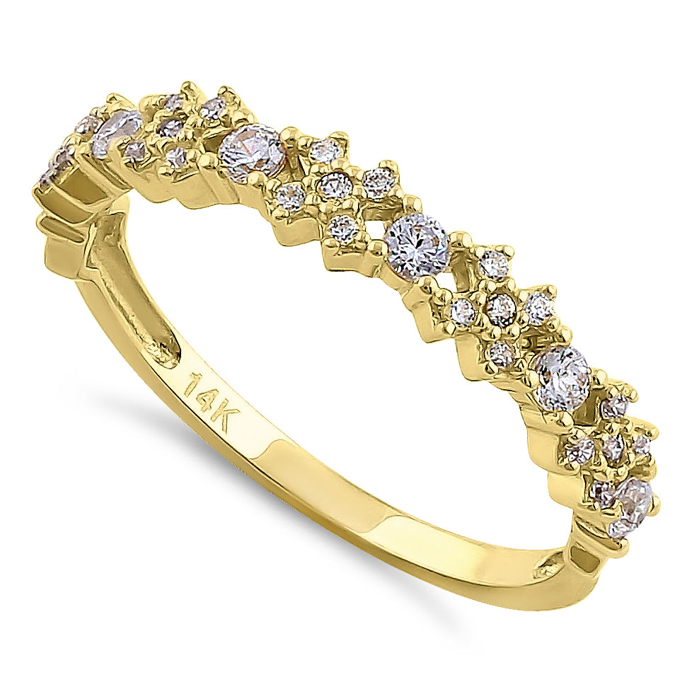 14K Solid Yellow Gold Xs and Os CZ Ring for Women - Elegant Cubic Zirconia Love Letter Ring for Valentine's Day, Anniversary, and Everyday Wear