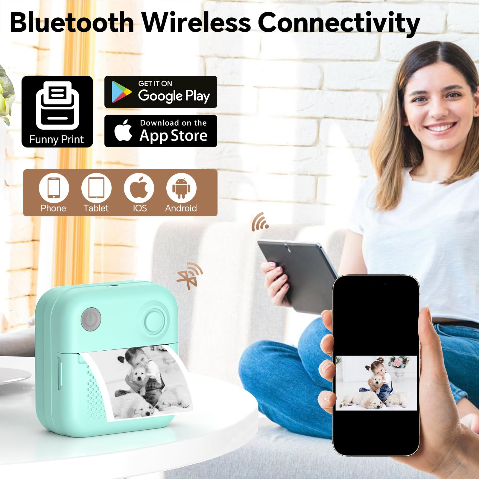Rotema Bluetooth Thermal Label Printer with Tape - Portable Mini Sticker Maker for Home, Office & Small Business | Wireless Label Printing for Packages, Shipping, Organizing & Crafting (Works with Smartphones)