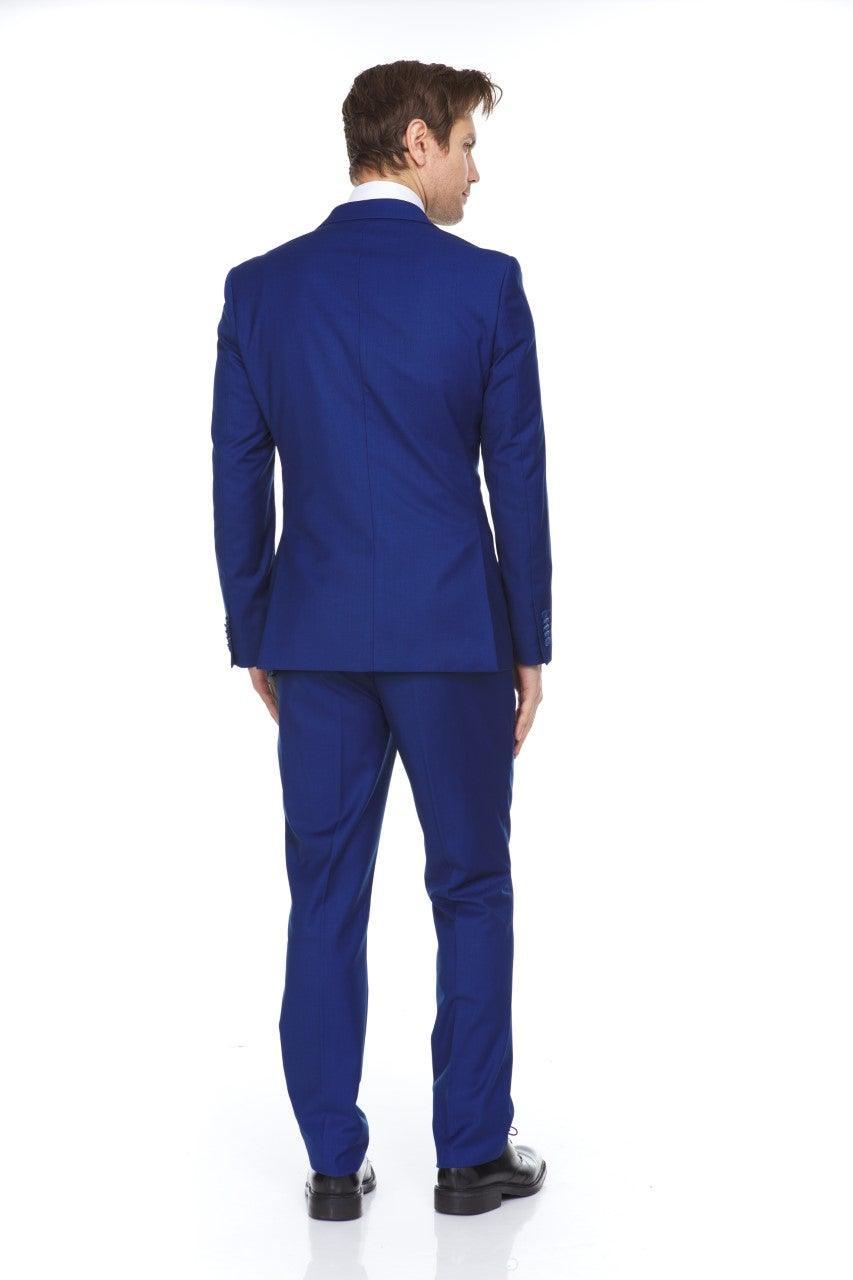 Ferera Collection Men's 3-Piece Modern Fit Suit in French Blue | Slim Fit Business Suit for Weddings, Office & Formal Events