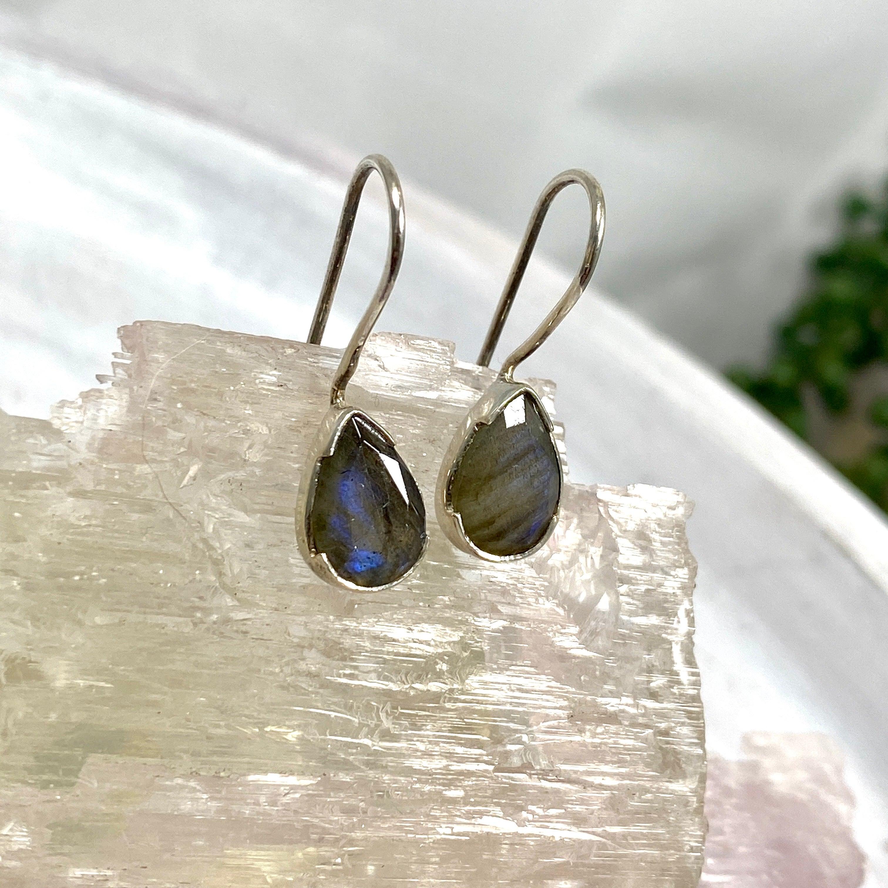 Labradorite Faceted Teardrop Earrings for Women - Genuine Gemstone Dangle Earrings - Elegant Handmade Jewelry for Parties, Weddings & Special Occasions