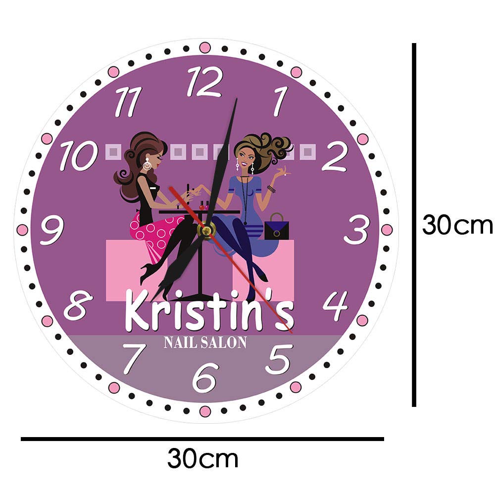 Modern Nail Tech Wall Clock - Personalized Beauty Salon Decor, Manicurist Gift, Custom Printed Clock (Frameless) - Perfect for Nail Salons, Spas & Home Decor
