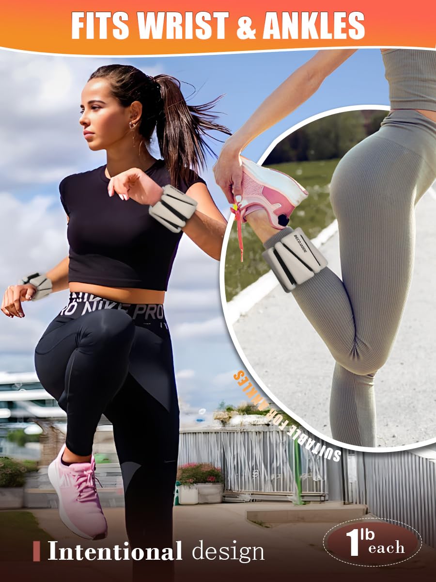 Adjustable Wrist & Ankle Weights Set (1lb & 2lb) - Strength Training Weights for Walking, Running, Yoga, Pilates - Ideal for Home Workouts & Fitness Training for Women & Men