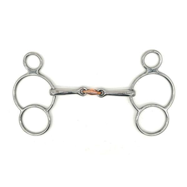 Jake Adams Small Copper Double Jointed Elliptical 2 Ring Bit - Comfortable Horse Training Bit for Dressage & Western Riding