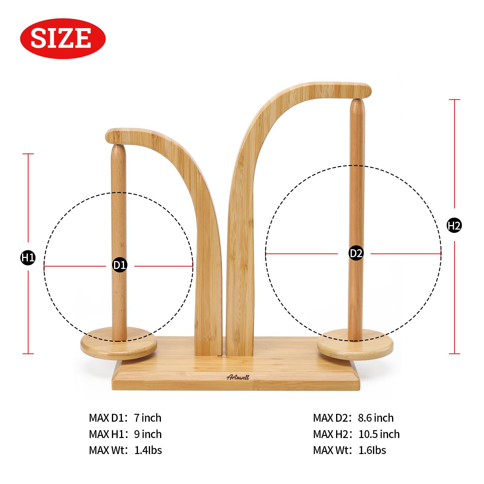 Artowell Wooden Yarn Holder with 2 Spindles - Premium Yarn Spinner for Knitting & Crocheting - Bamboo Wool Storage Organizer - Perfect Gift for Knitting Enthusiasts - Ideal for Home Crafting, DIY Projects & Yarn Management